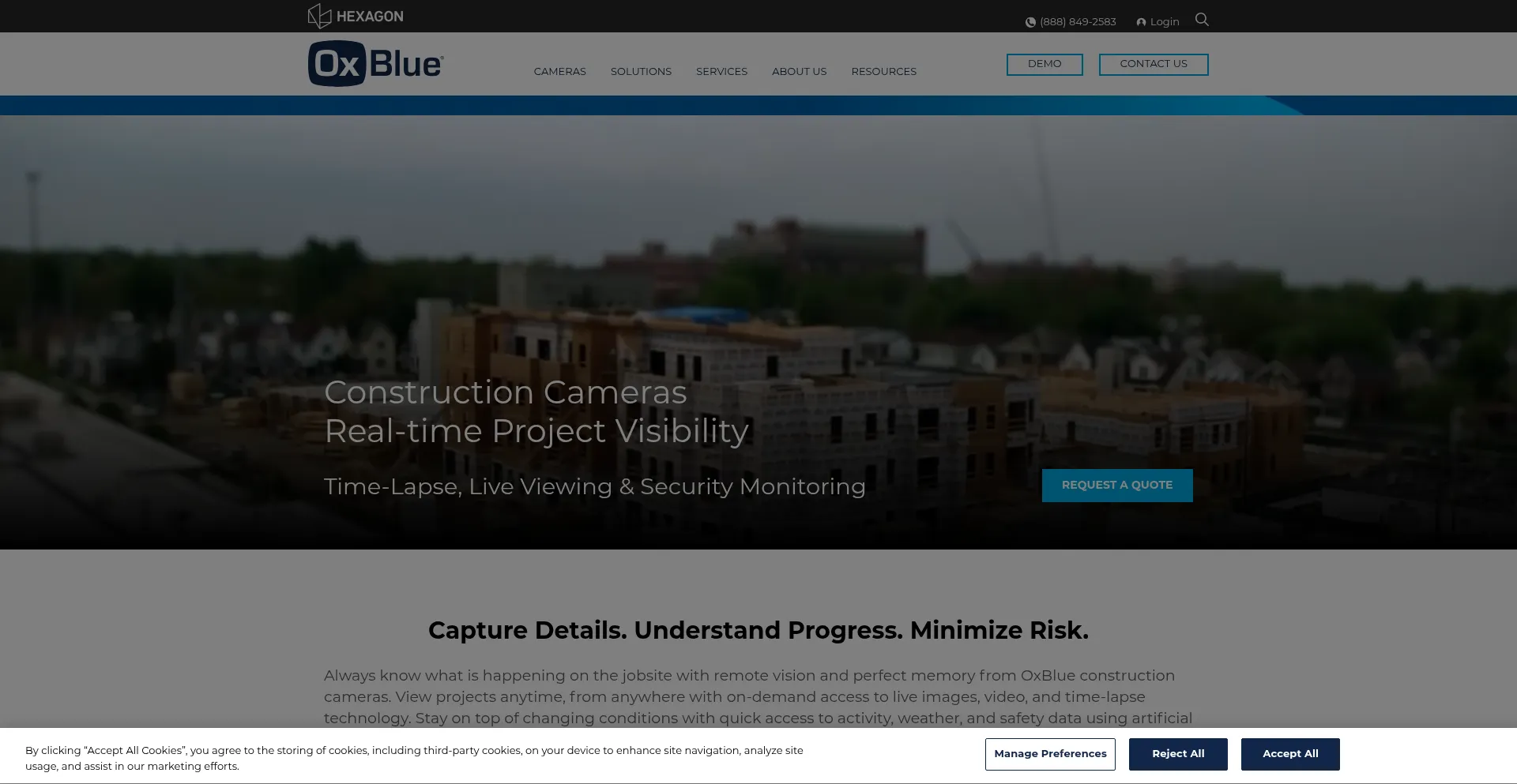 Website screenshot of Oxblue.com