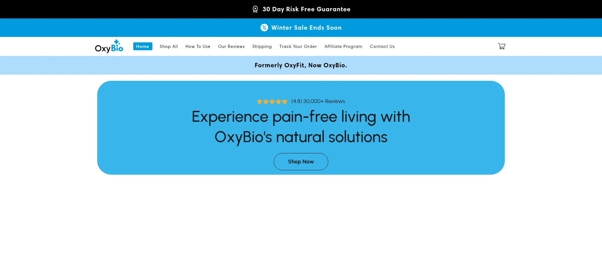 Website screenshot of Oxybio.co