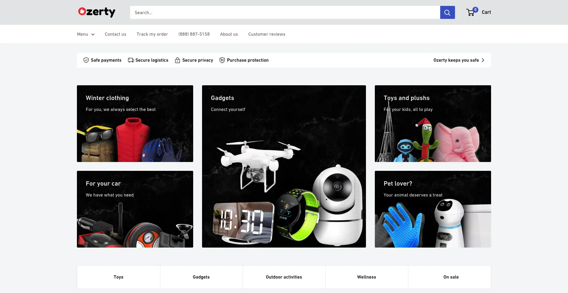 Website screenshot of Ozerty-canada.com