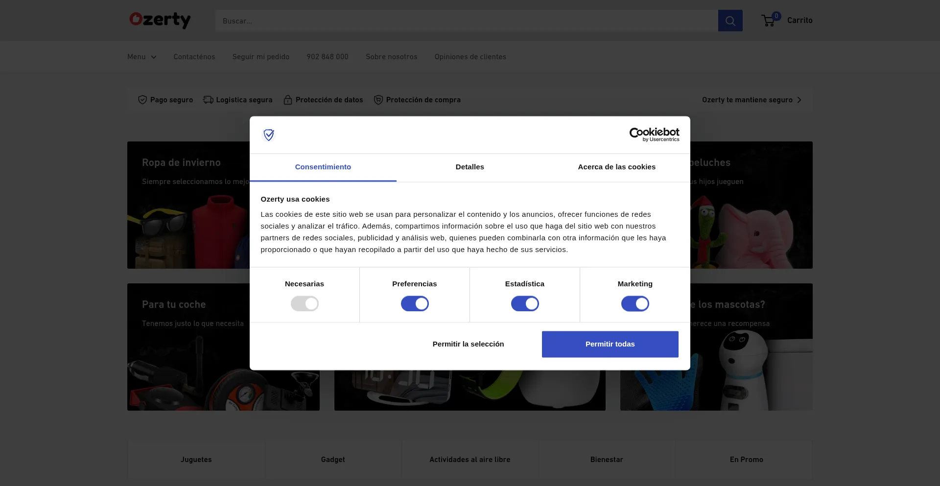 Website screenshot of Ozerty-espana.com