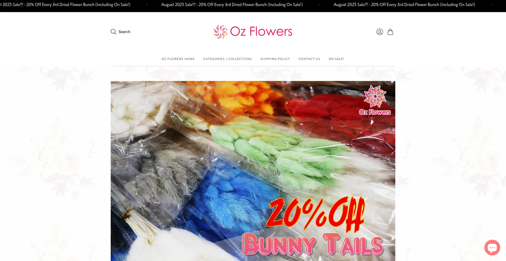 Website screenshot of Ozflowers.com.au