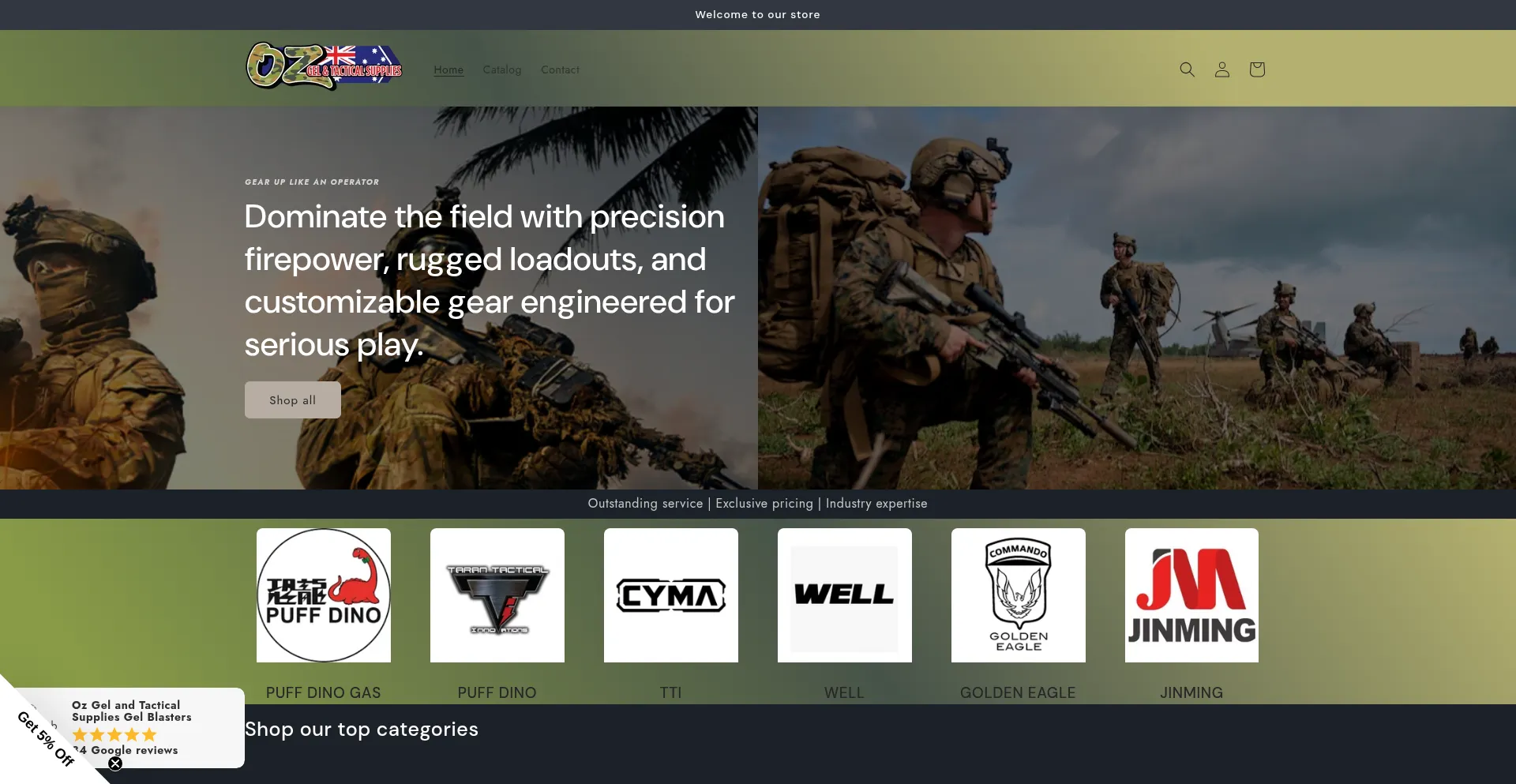 Website screenshot of Ozgeltacticalsupplies.com