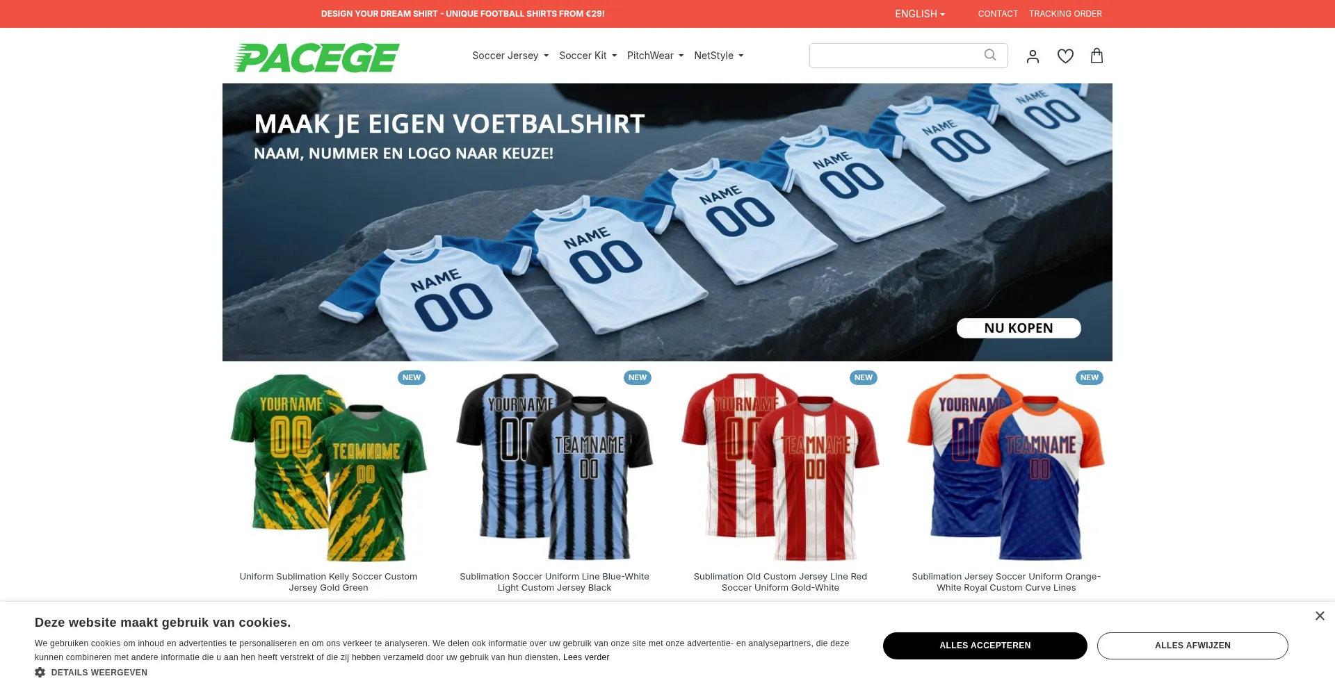 Website screenshot of Pacege.com