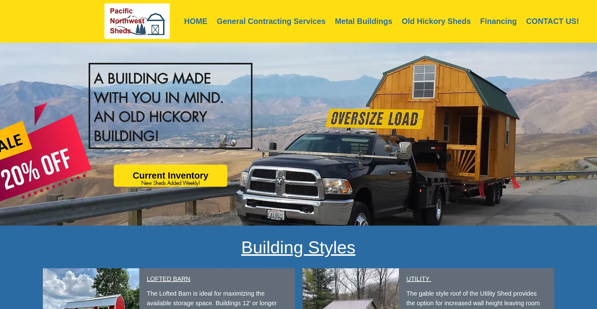 Website screenshot of Pacificnwsheds.com