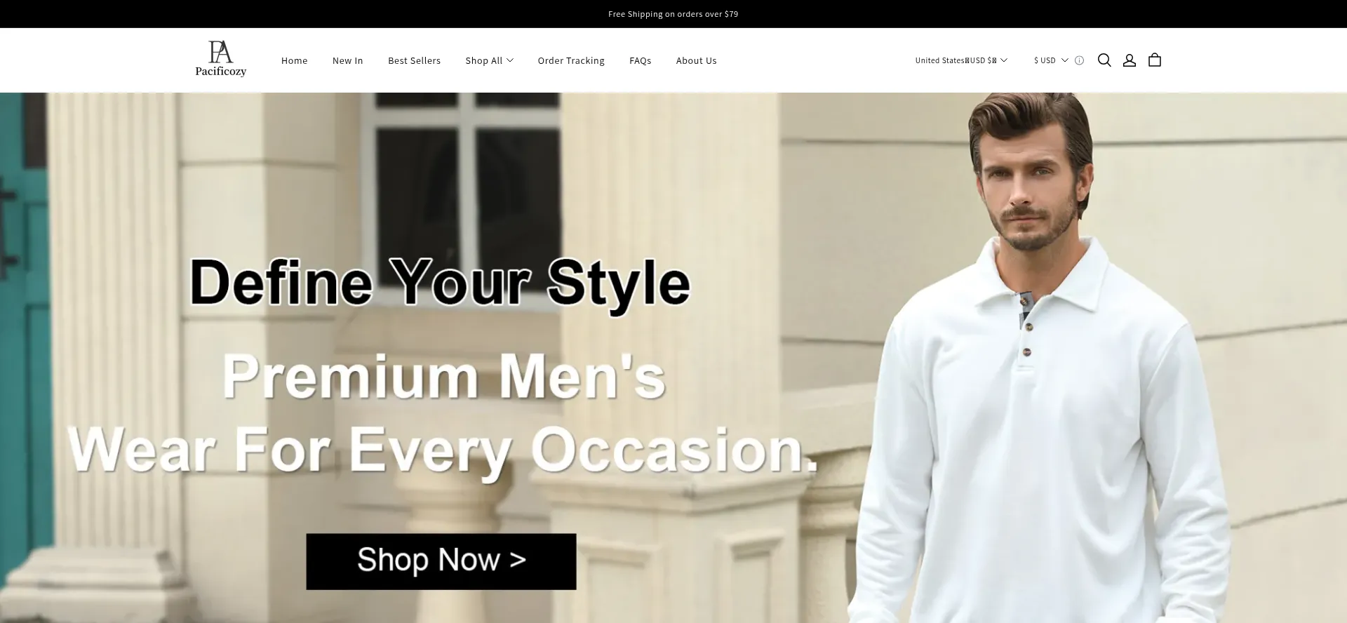 Website screenshot of Pacificozy.com