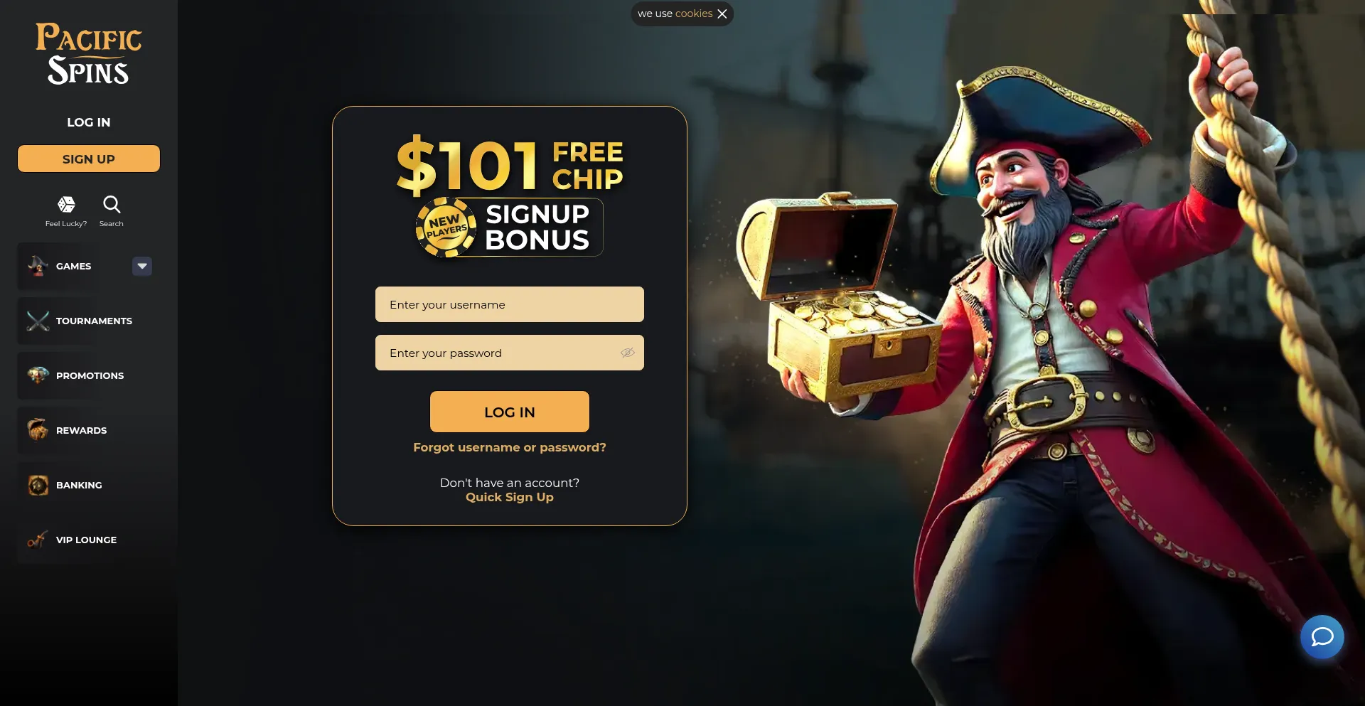 Pacificspins.com Screenshot
