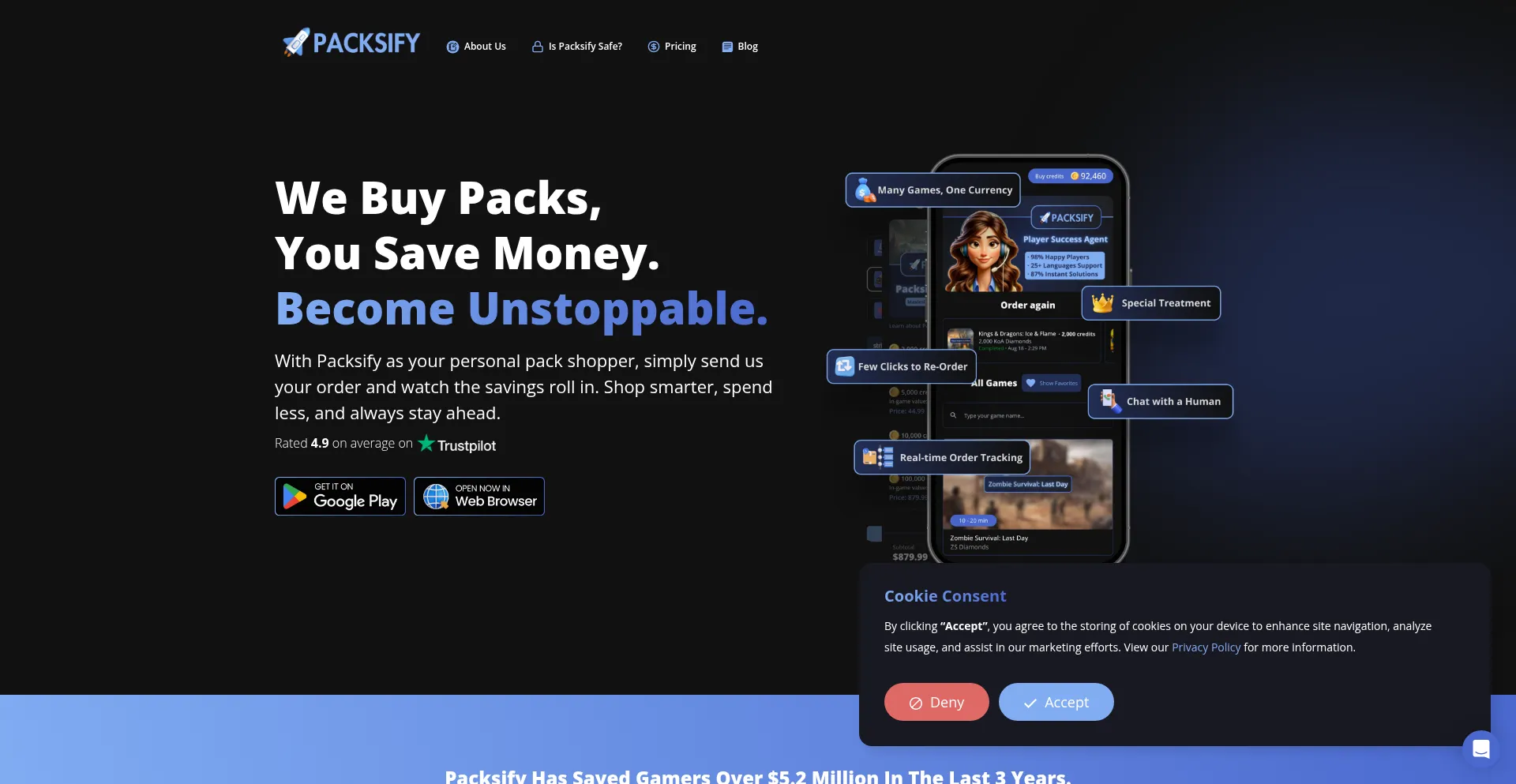 Packsify.com Screenshot