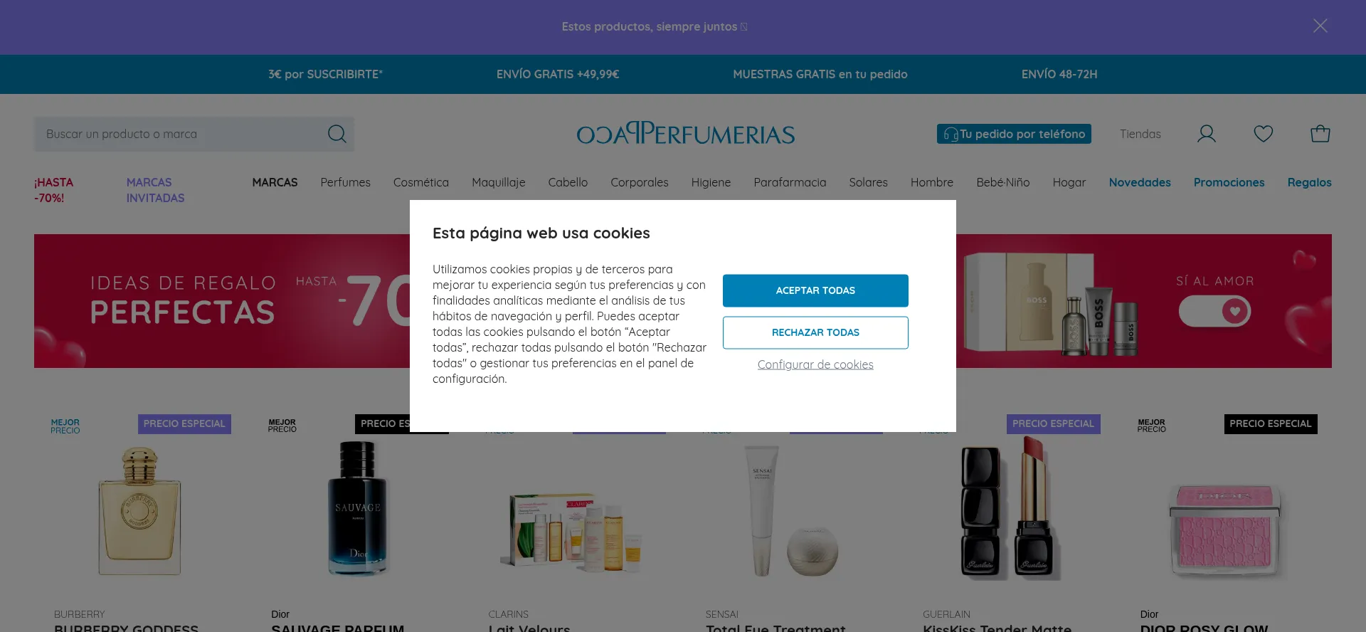 Website screenshot of Pacoperfumerias.com