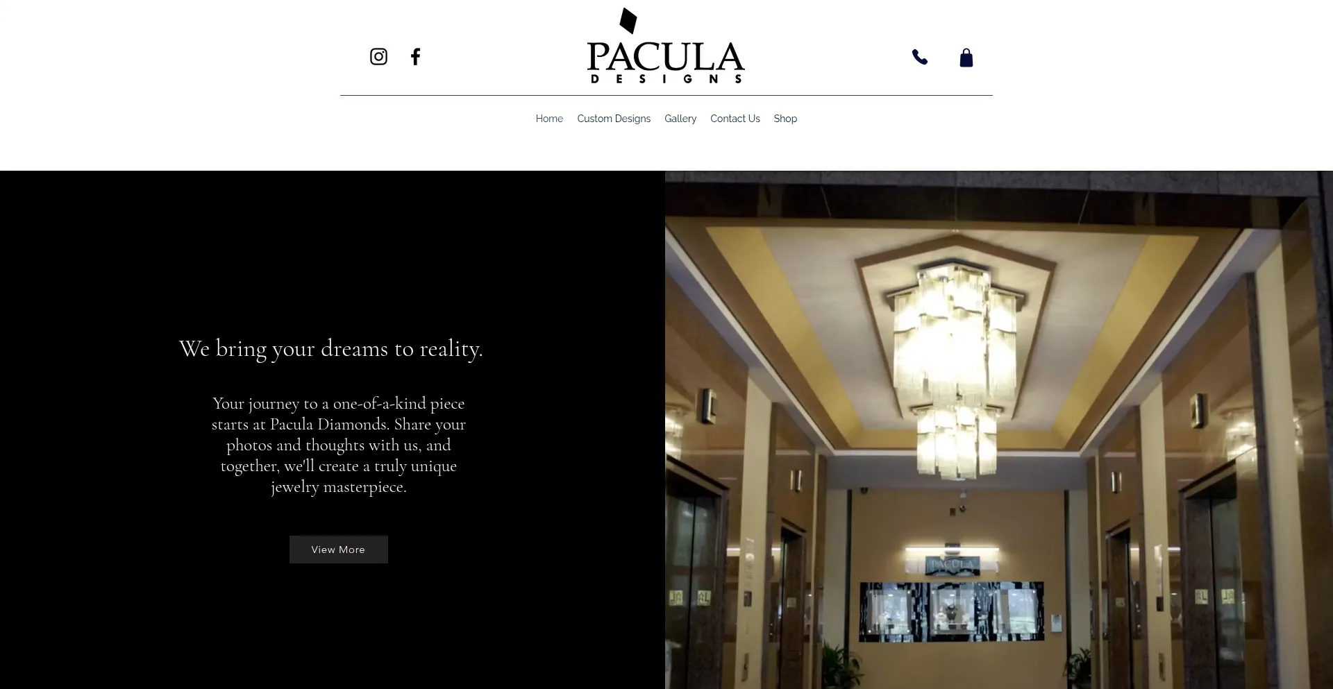Website screenshot of Paculadiamonds.com