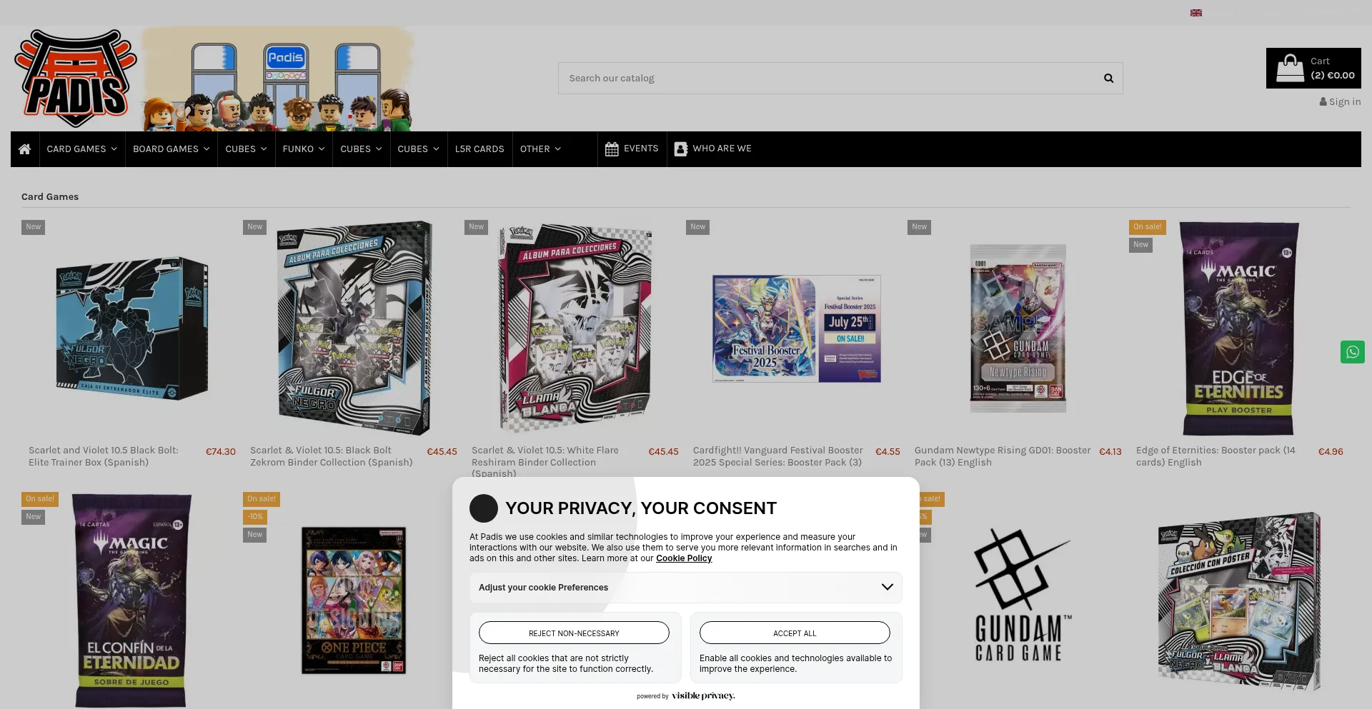 Website screenshot of Padis-store.com
