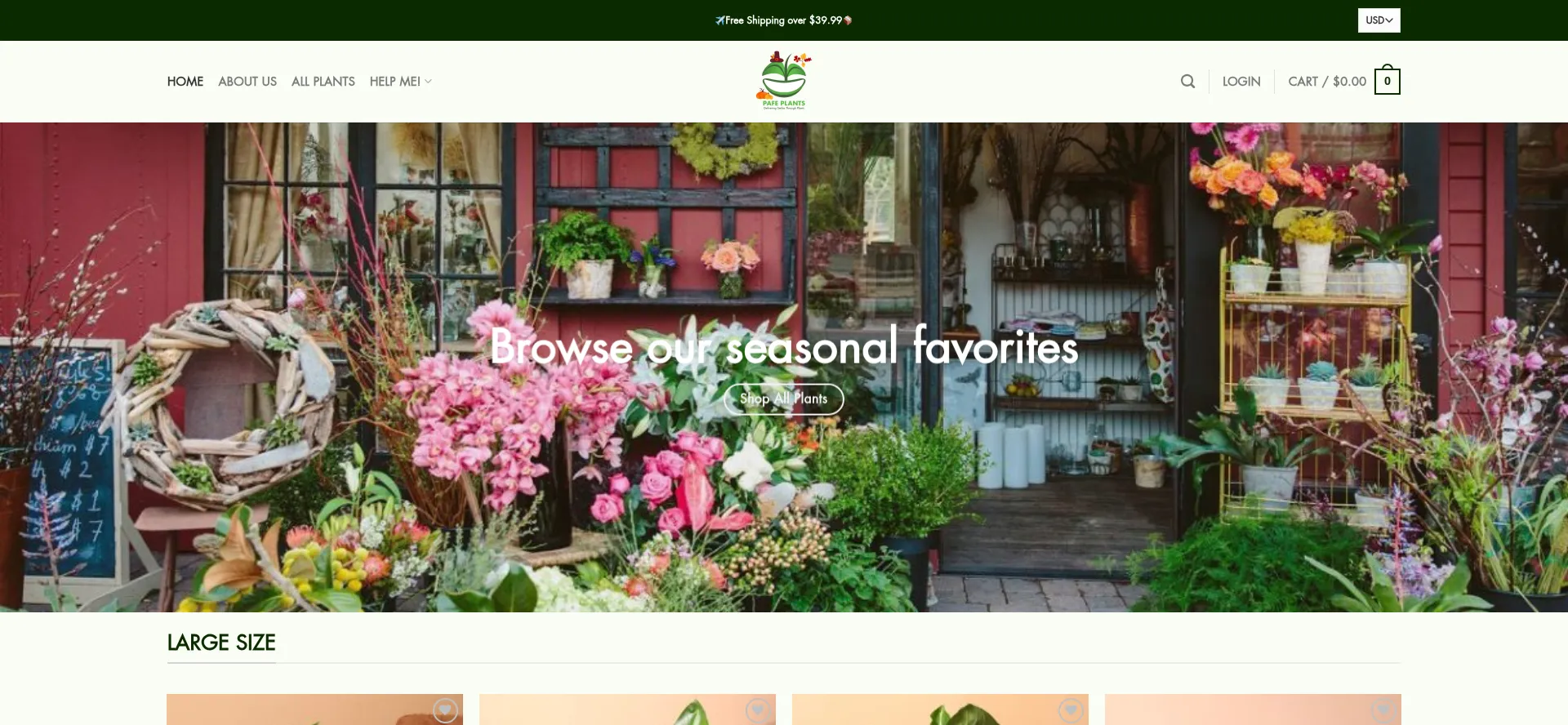 Website screenshot of Pafeplantscenter.com