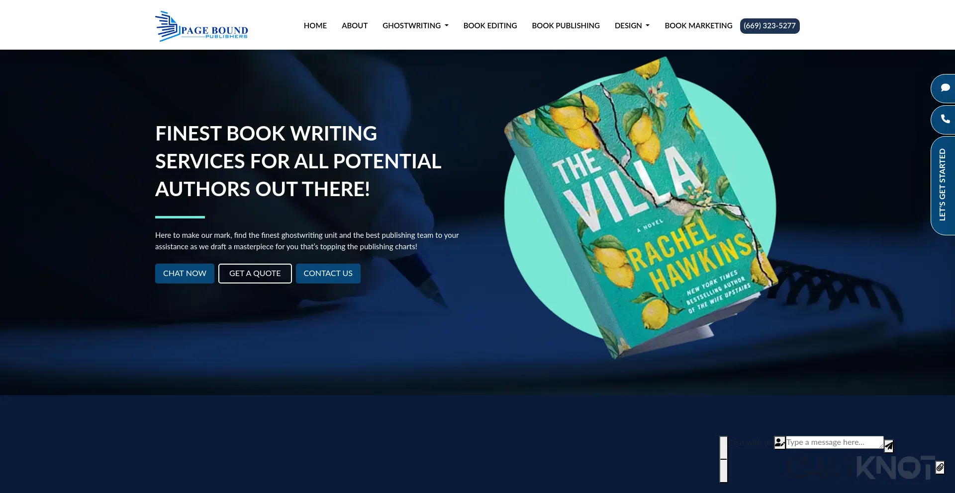 Website screenshot of Pageboundpublishers.com
