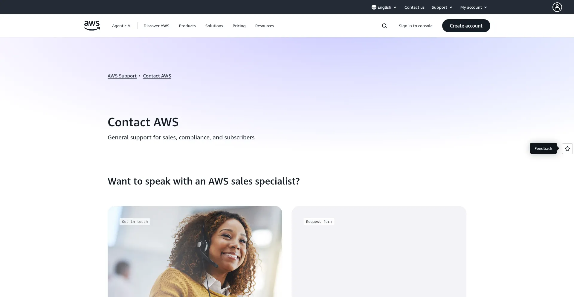 Website screenshot of Pages.awscloud.com