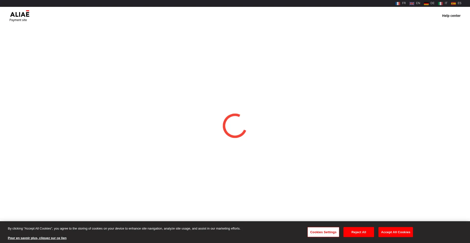 Website screenshot of Paiement.aliae.com