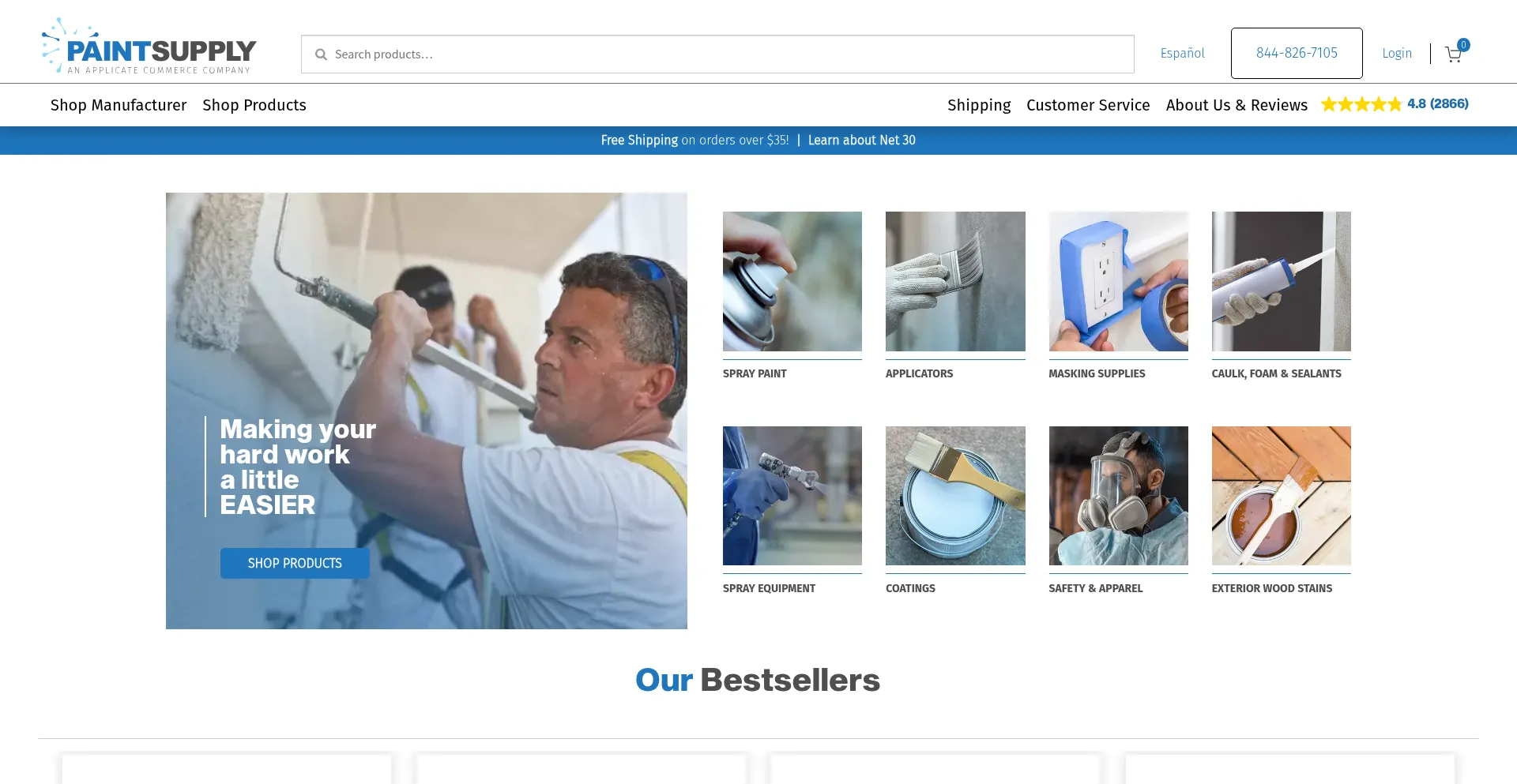 Website screenshot of Paintsupply.com
