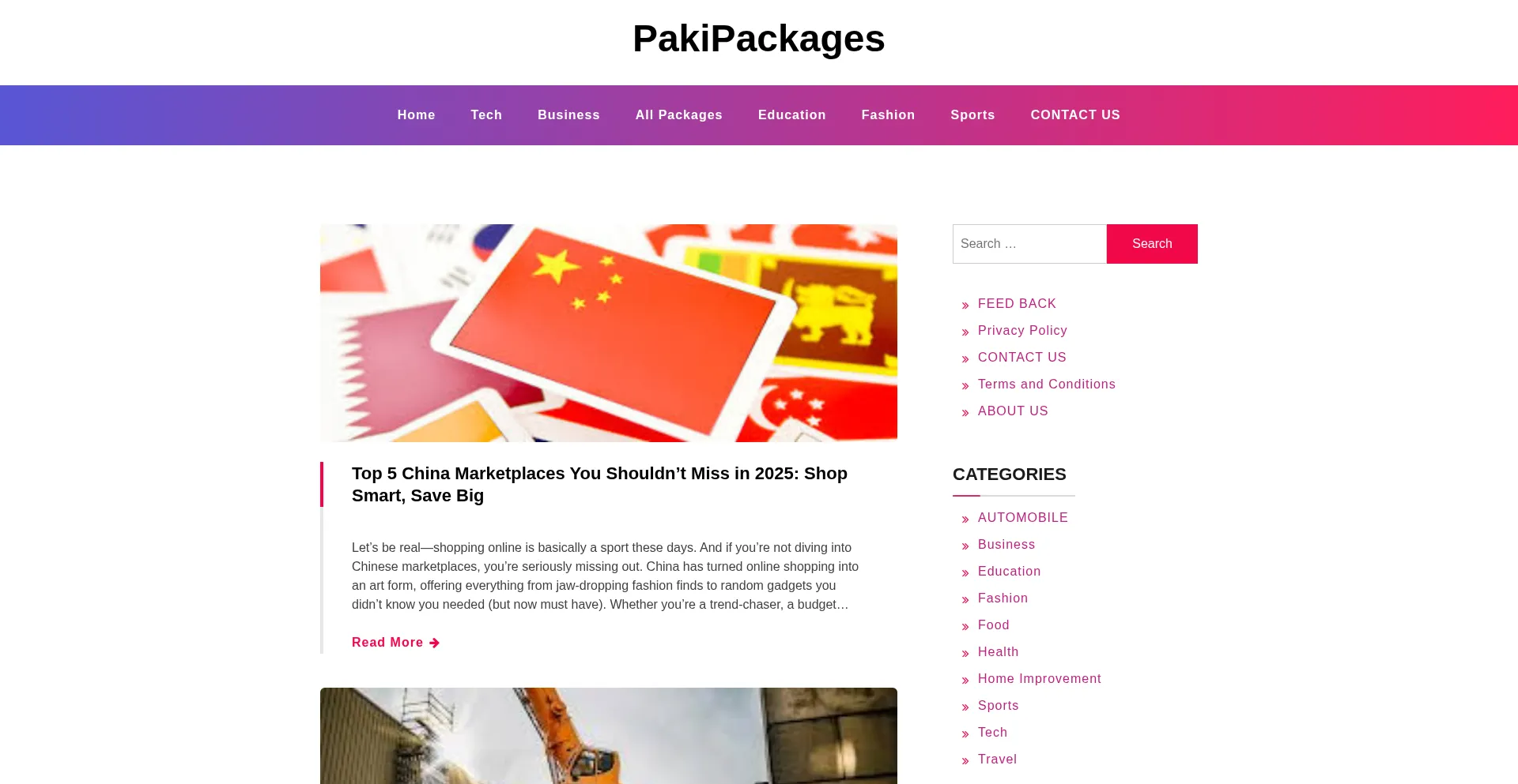 Pakipackages.com Screenshot