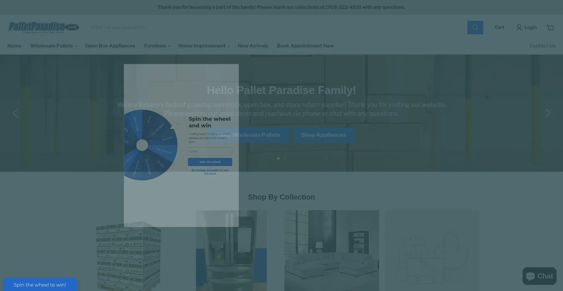 Website screenshot of Palletparadise.com