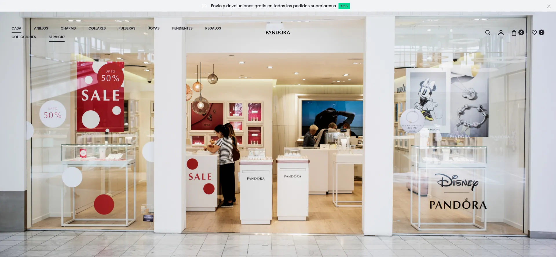 Website screenshot of Pandoras.es