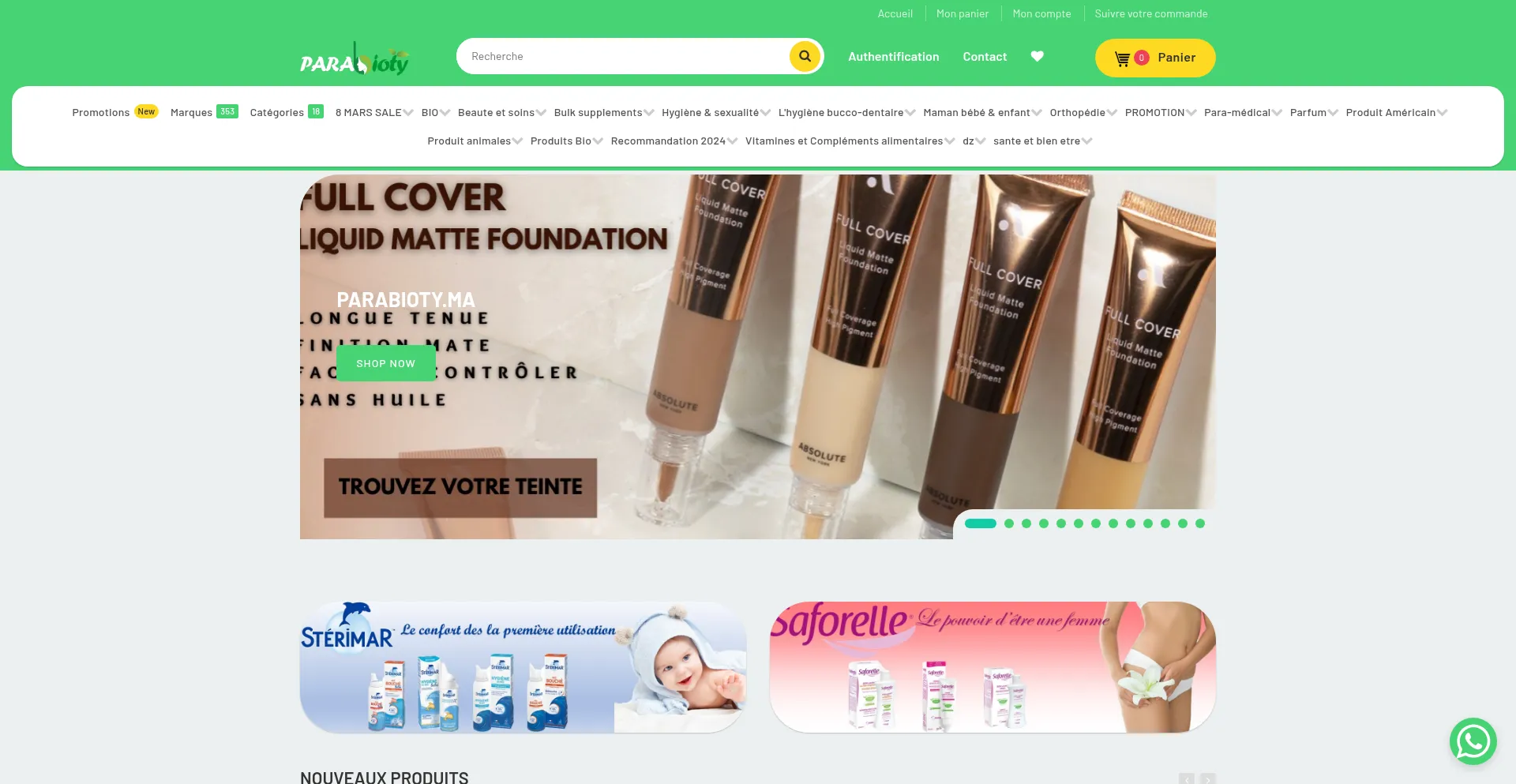Website screenshot of Parabioty.com