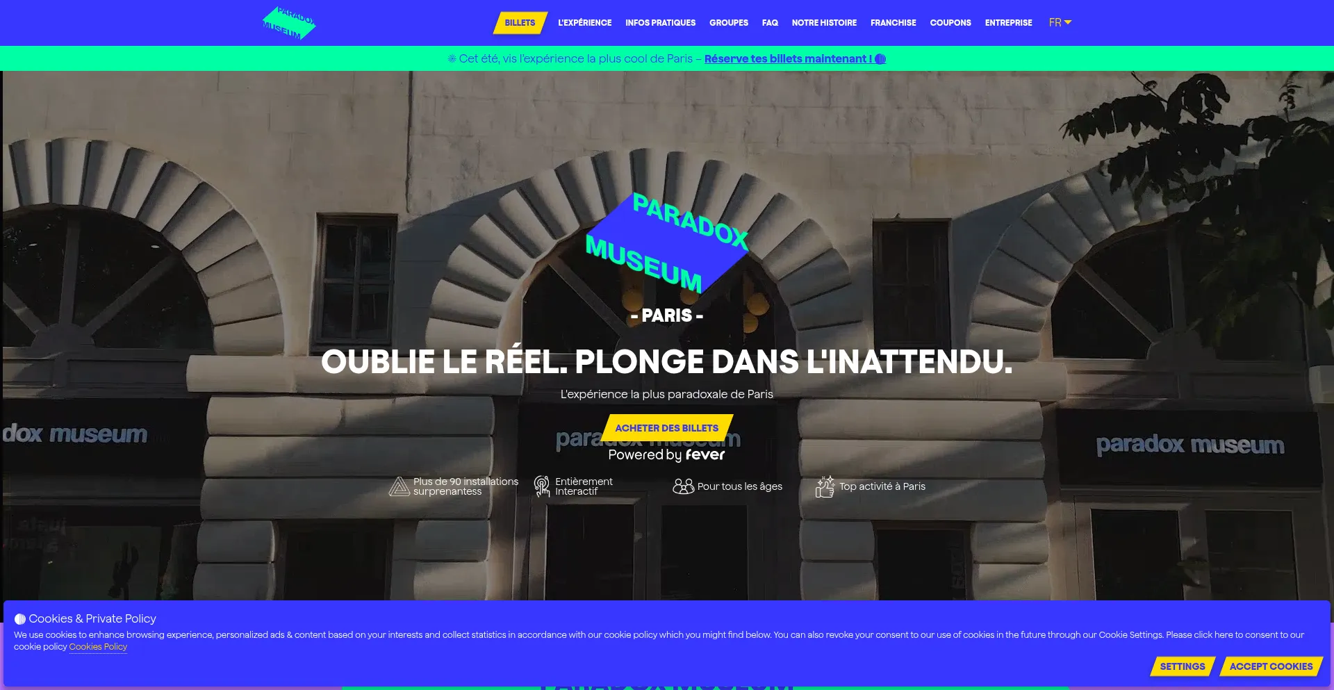 Website screenshot of Paradoxmuseumparis.com