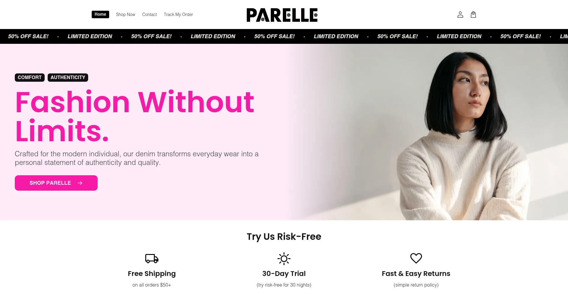 Website screenshot of Parelle.us