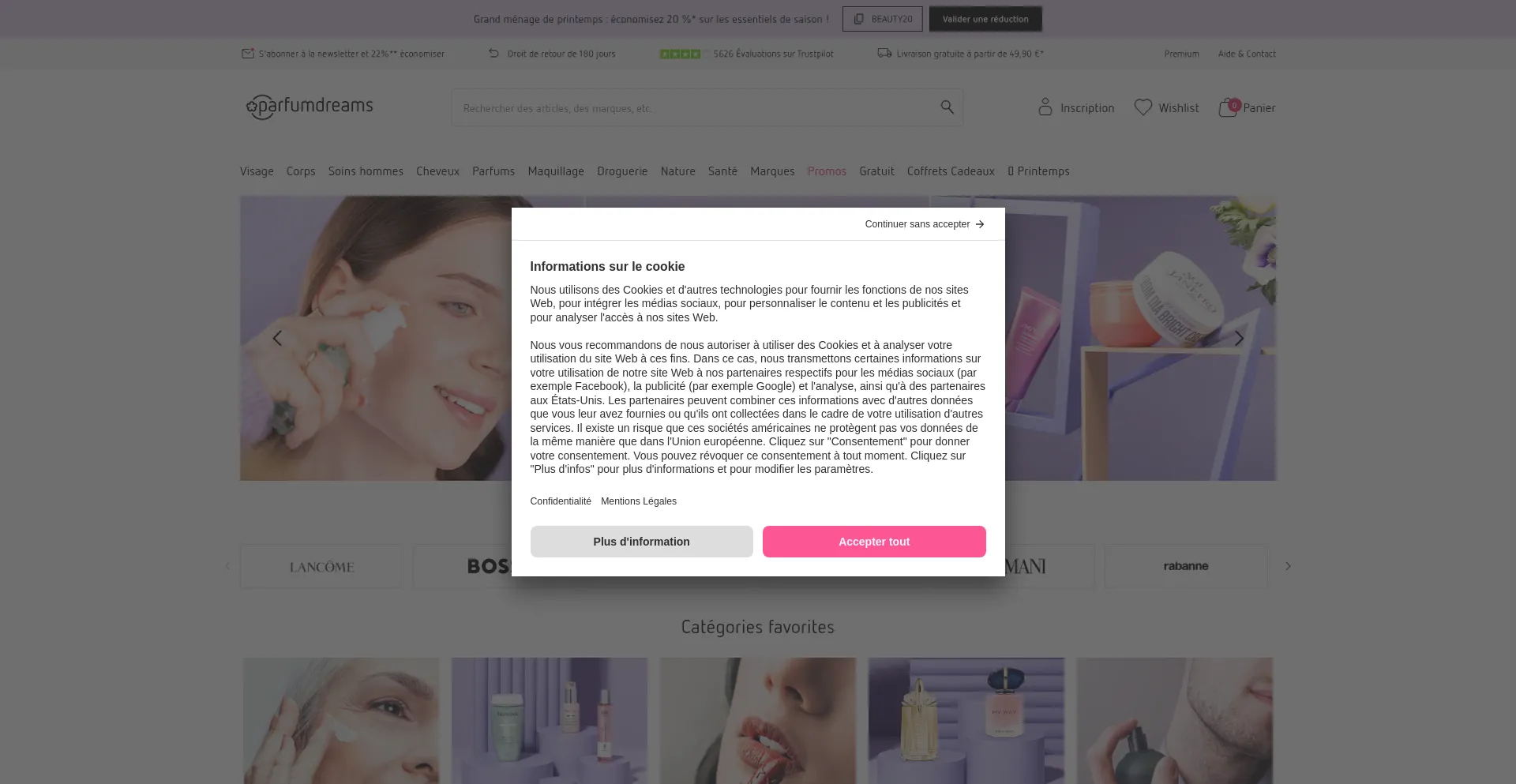 Website screenshot of Parfumdreams.fr