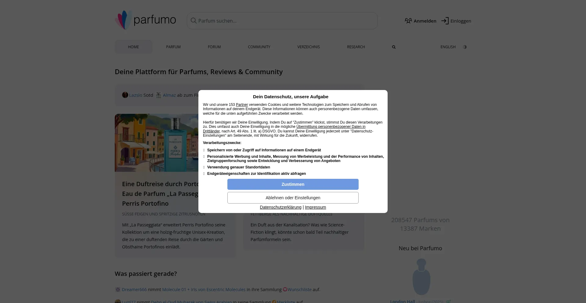 Website screenshot of Parfumo.de