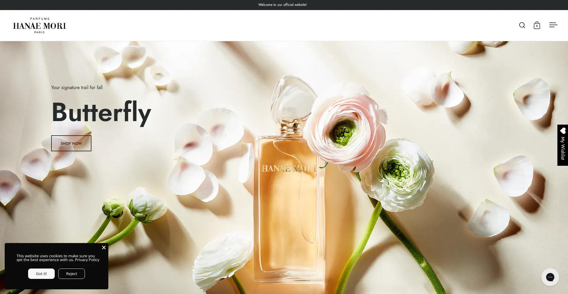Website screenshot of Parfums-hanaemori.com