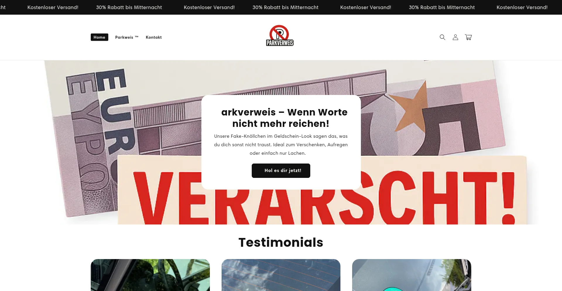 Website screenshot of Parkverweis.de