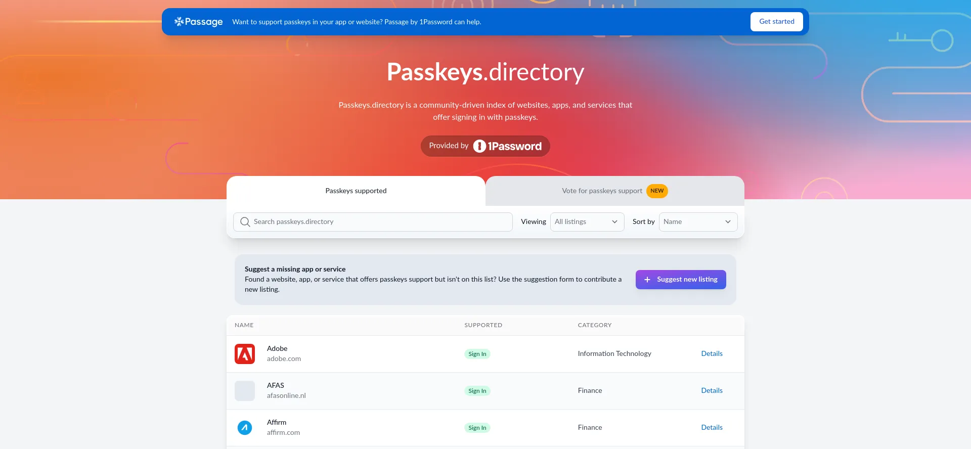 Passkeys.directory