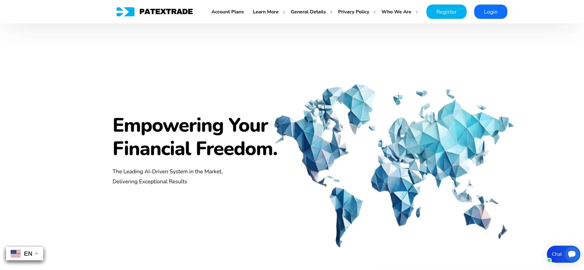 Website screenshot of Patextrade.com