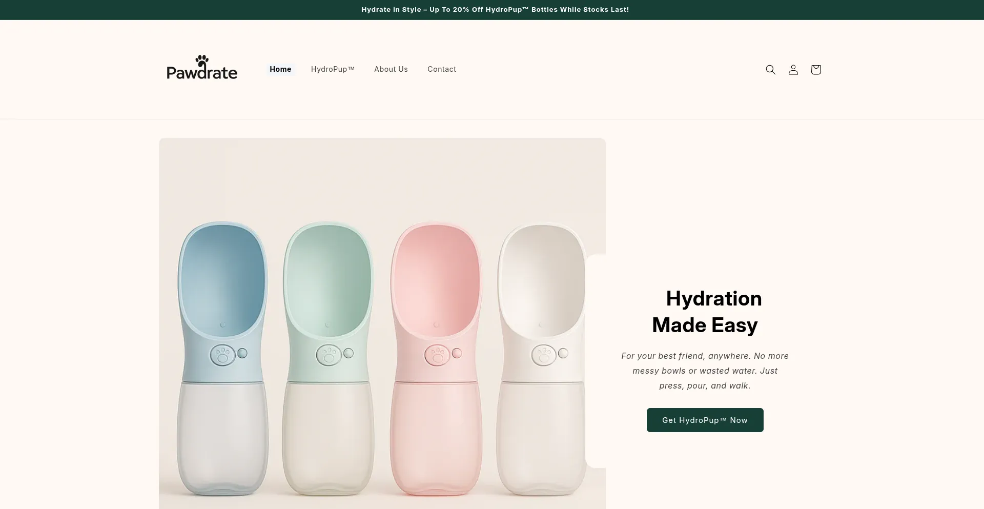 Website screenshot of Pawdrate.com