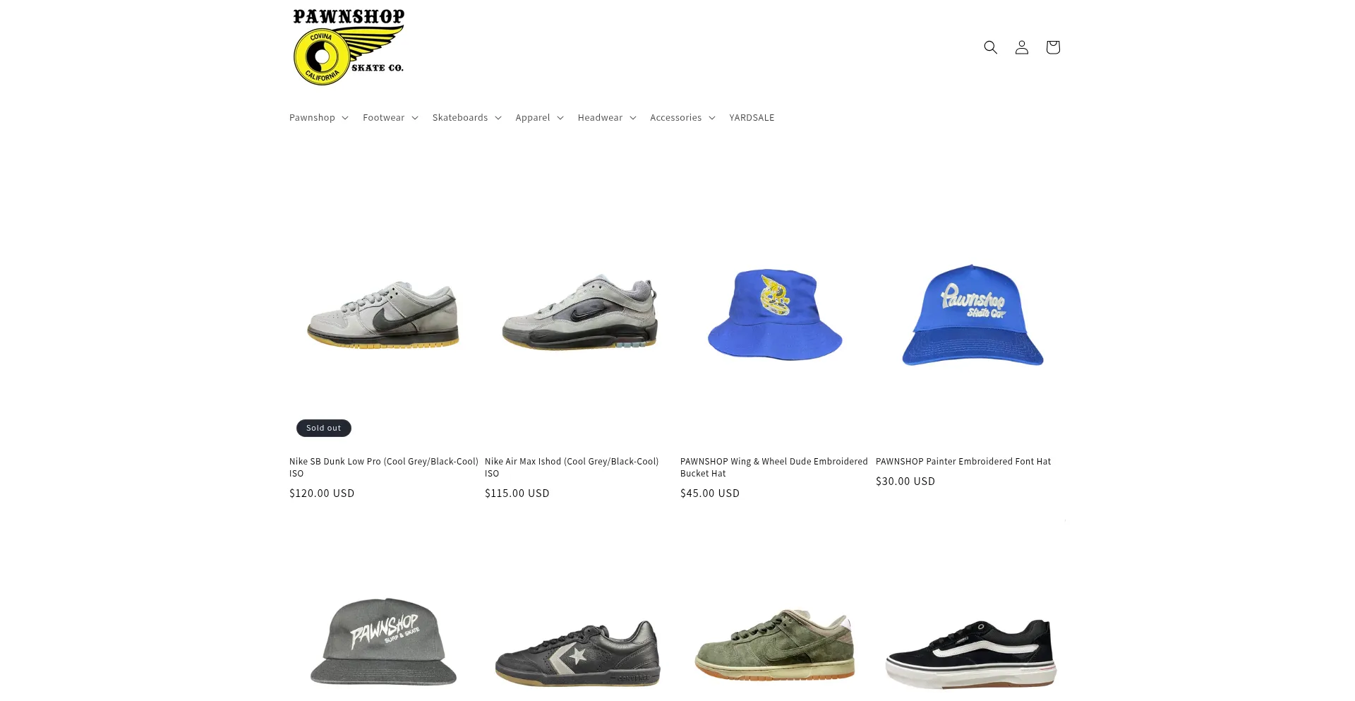 Website screenshot of Pawnshopskate.com