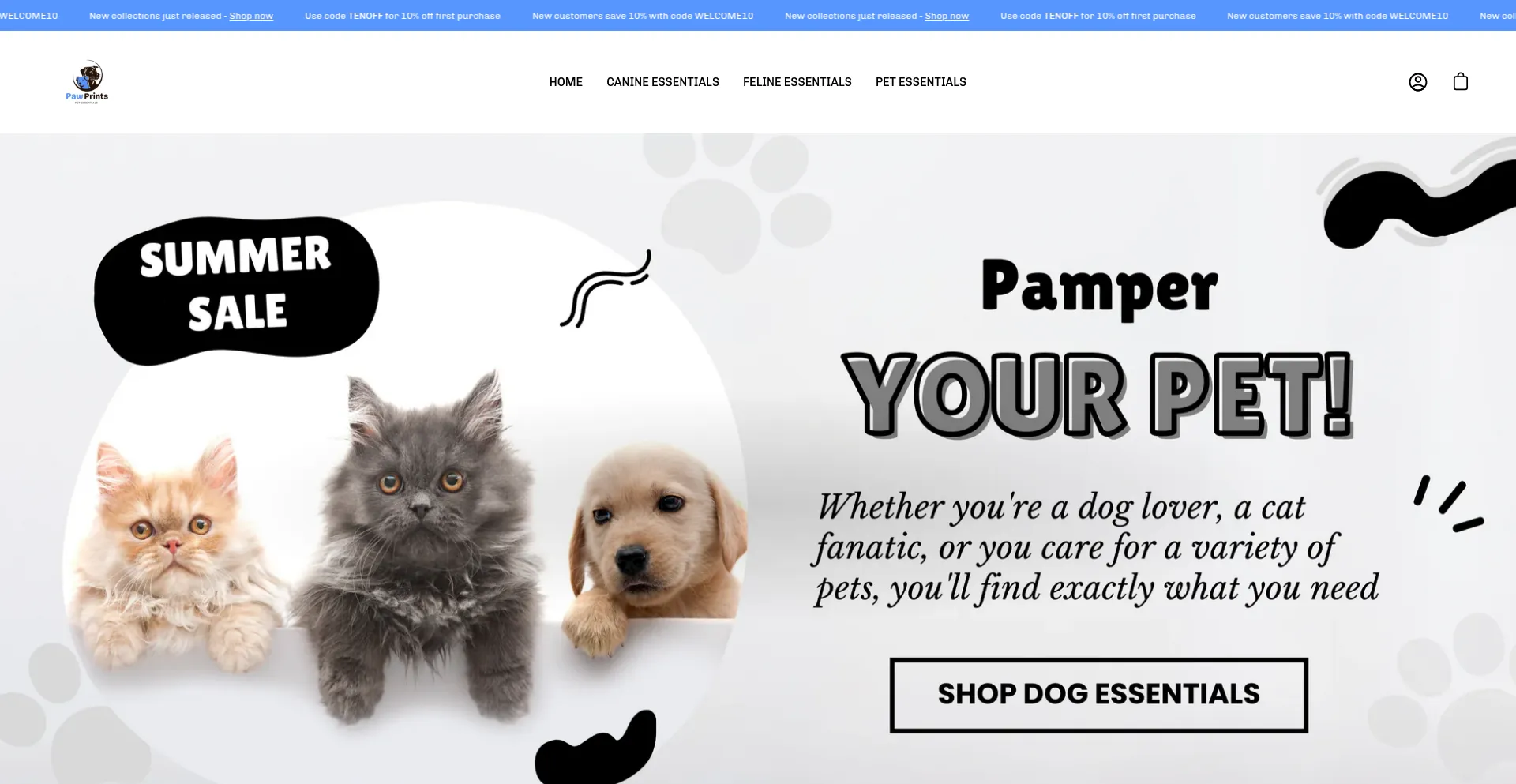 Website screenshot of Pawprints-haven.com