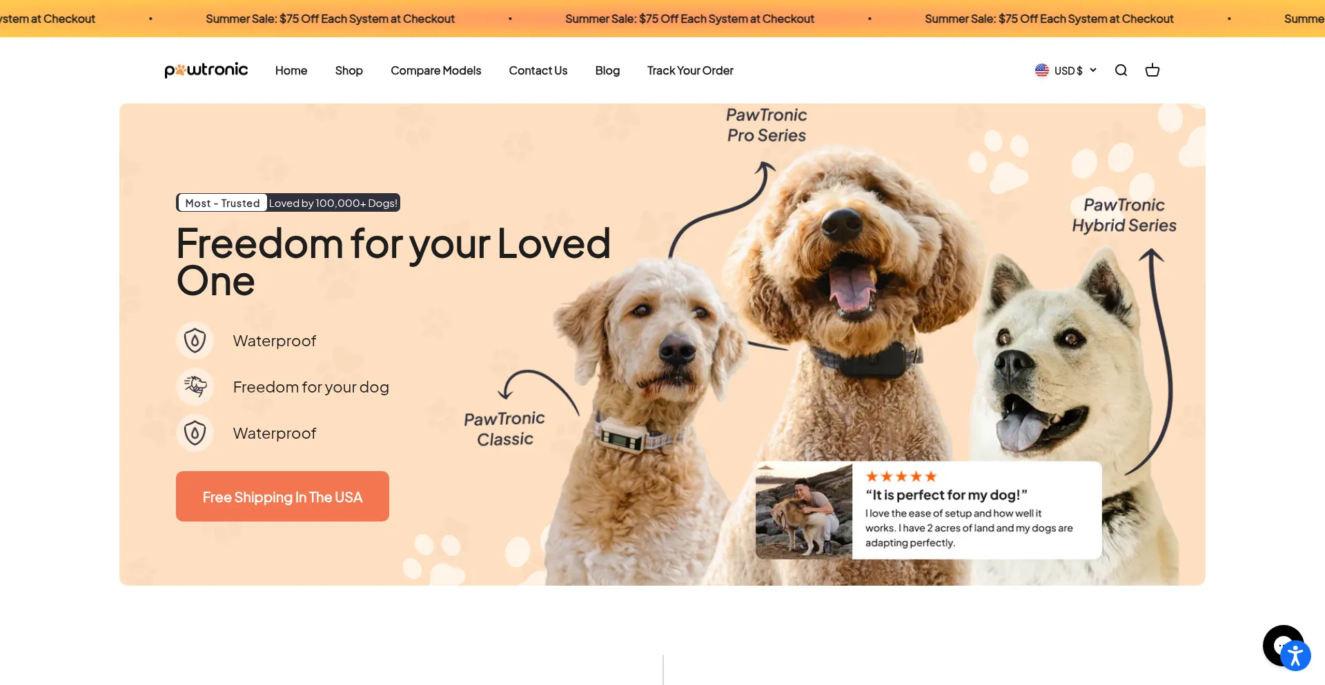 Website screenshot of Pawtronicgpsfence.com