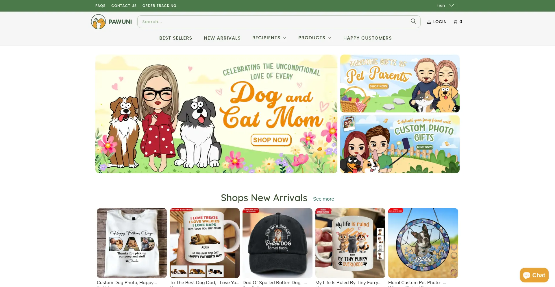 Website screenshot of Pawuni.com