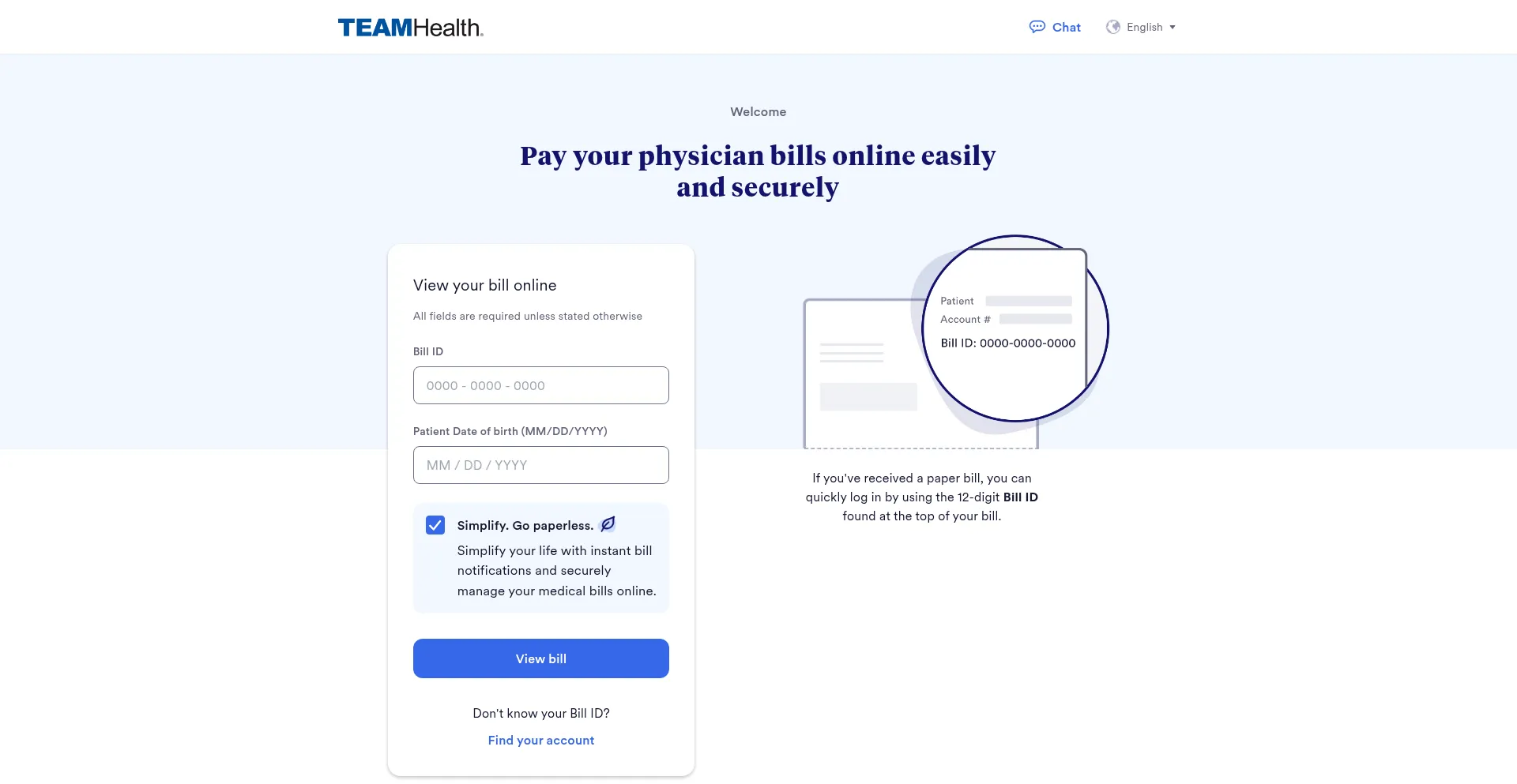 Pay.teamhealth.com Screenshot