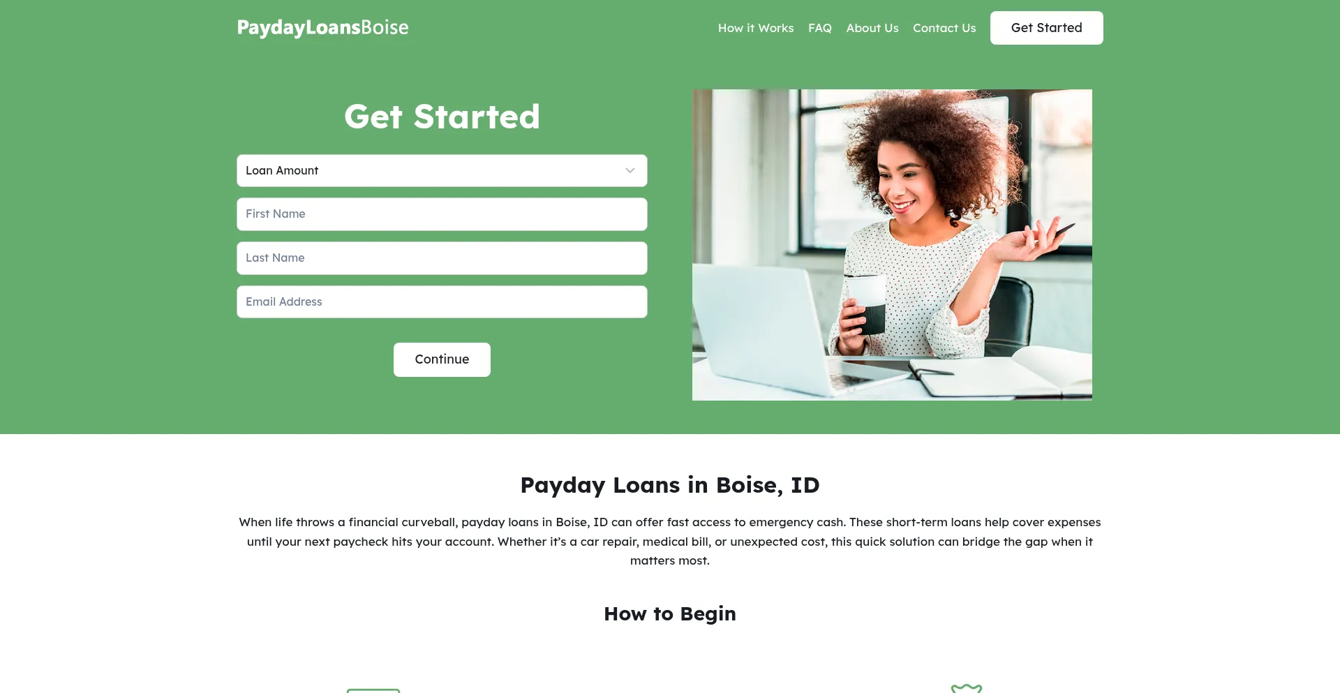 Website screenshot of Paydayloans-boise.com