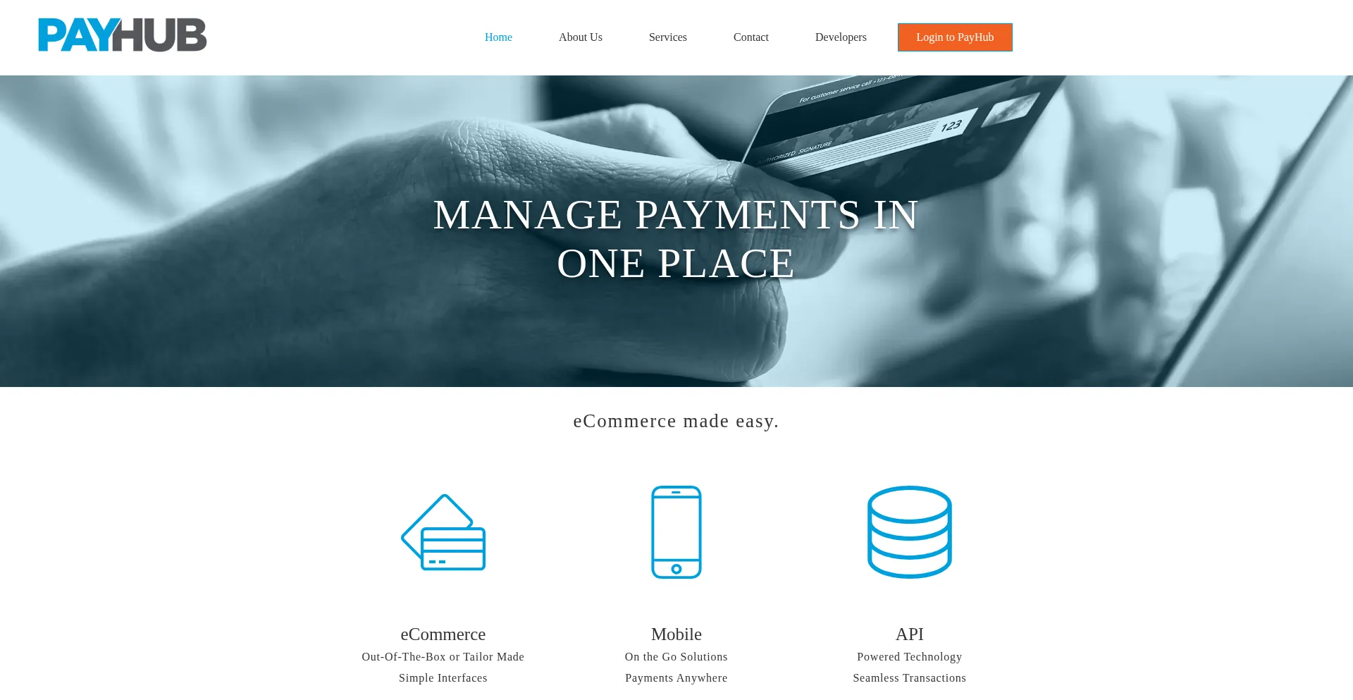 Website screenshot of Payhub.com