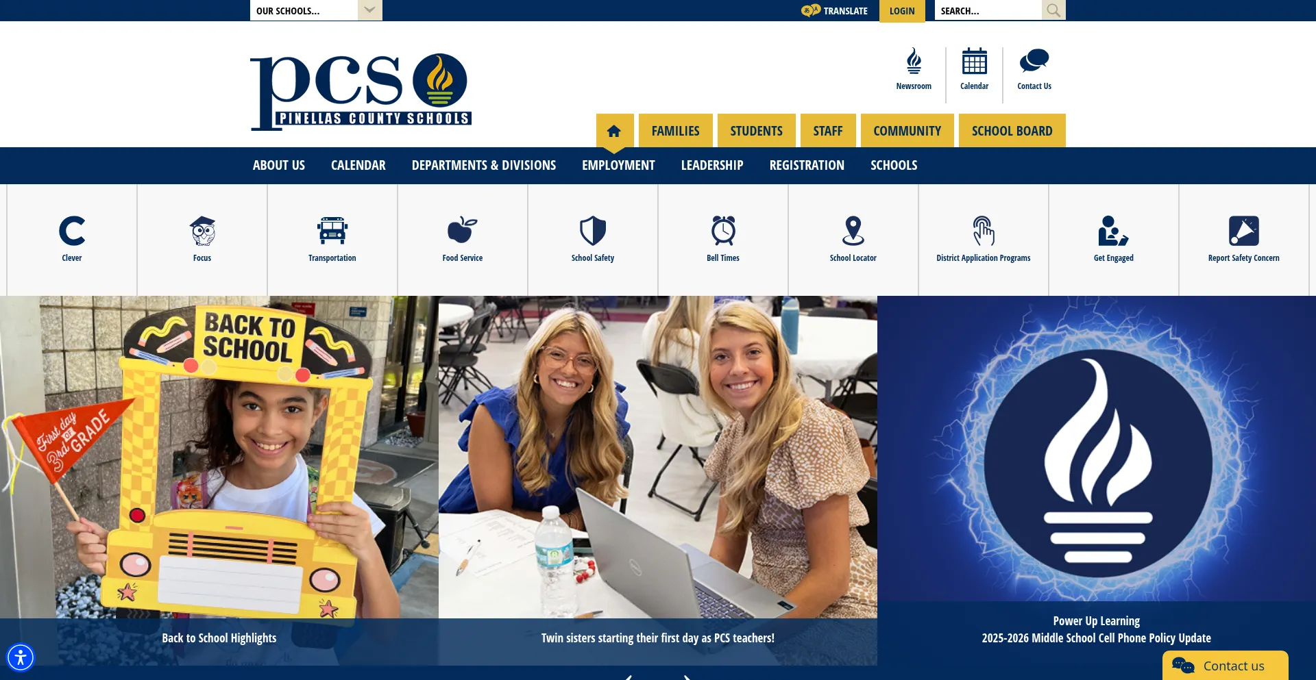 Website screenshot of Pcsb.org