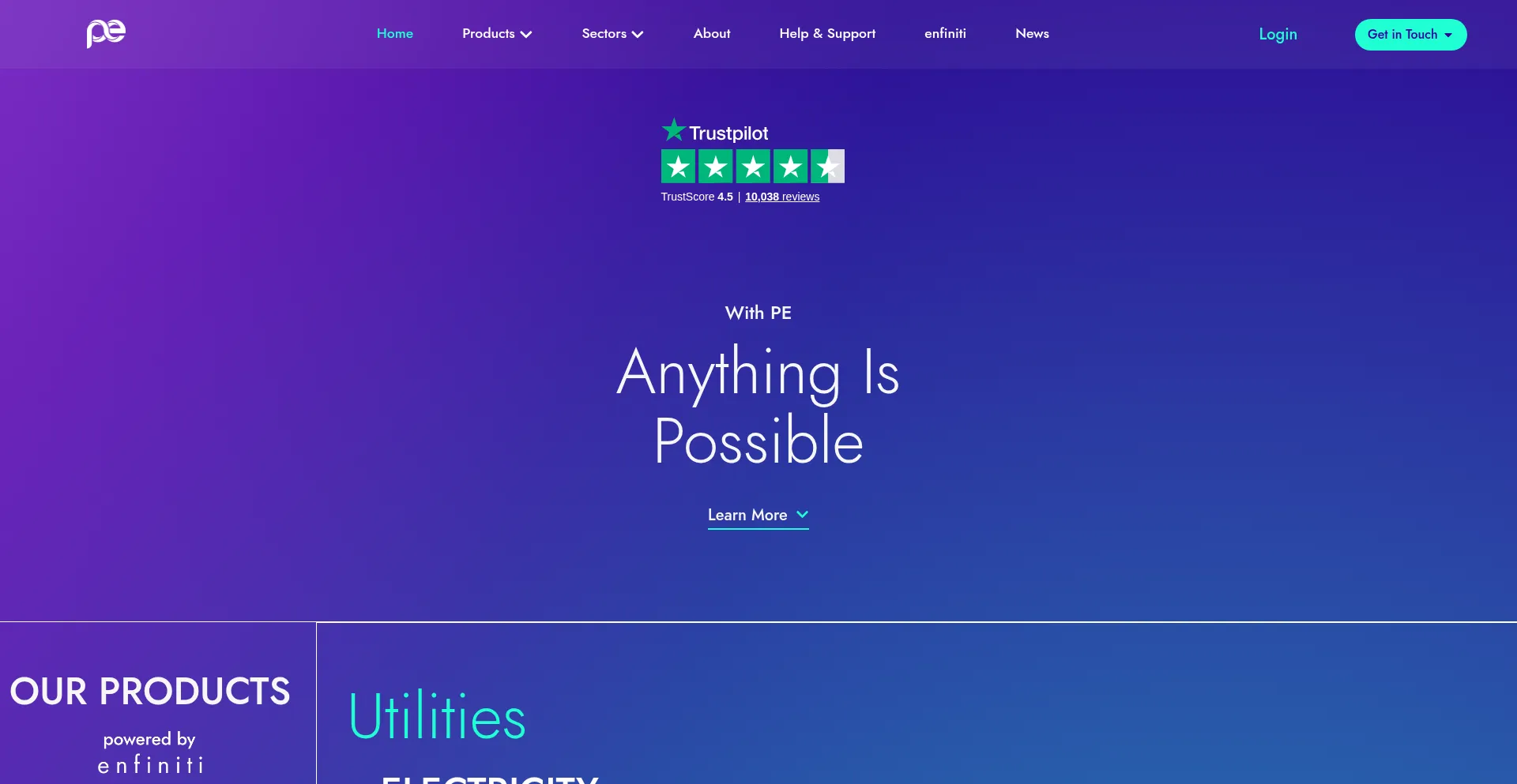 Website screenshot of Pe.solutions