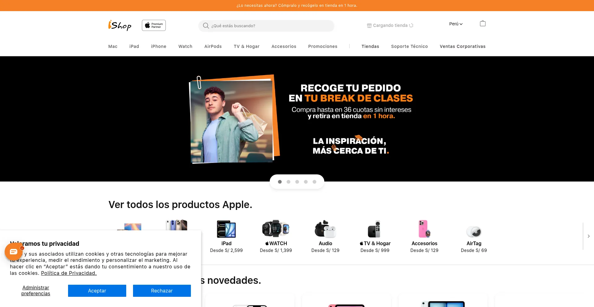 Website screenshot of Pe.tiendasishop.com
