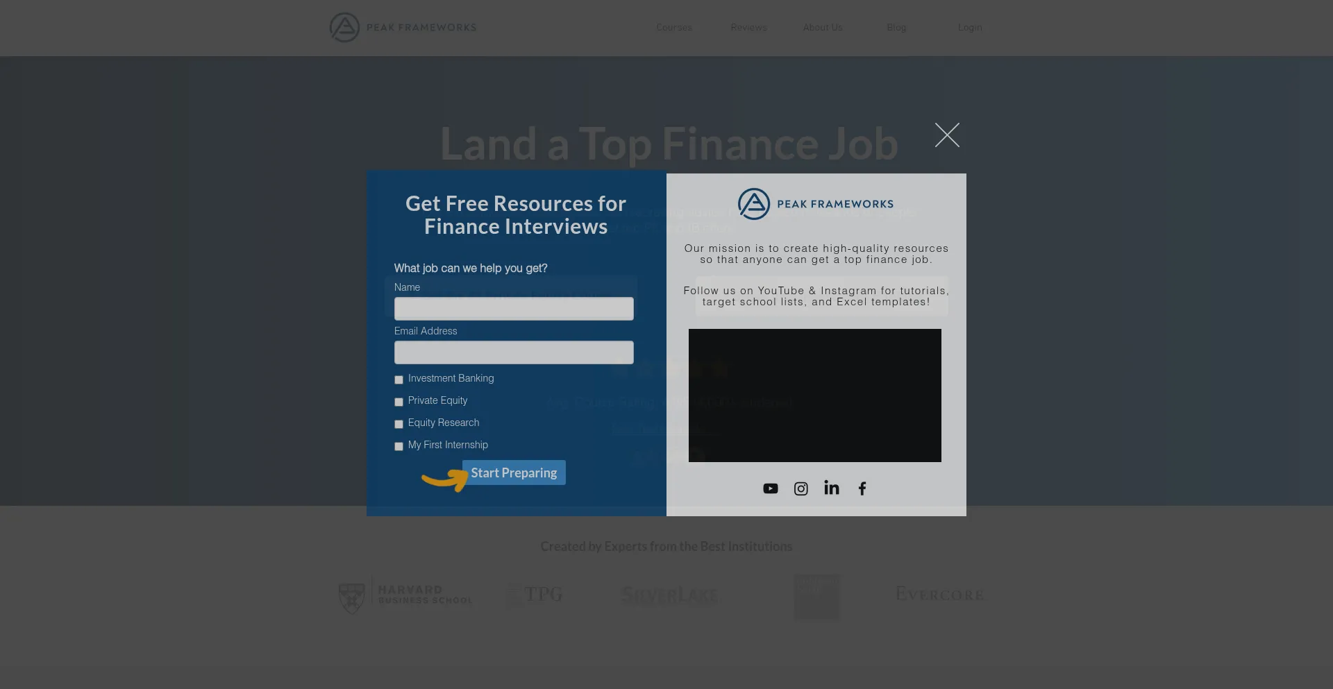 Website screenshot of Peakframeworks.com