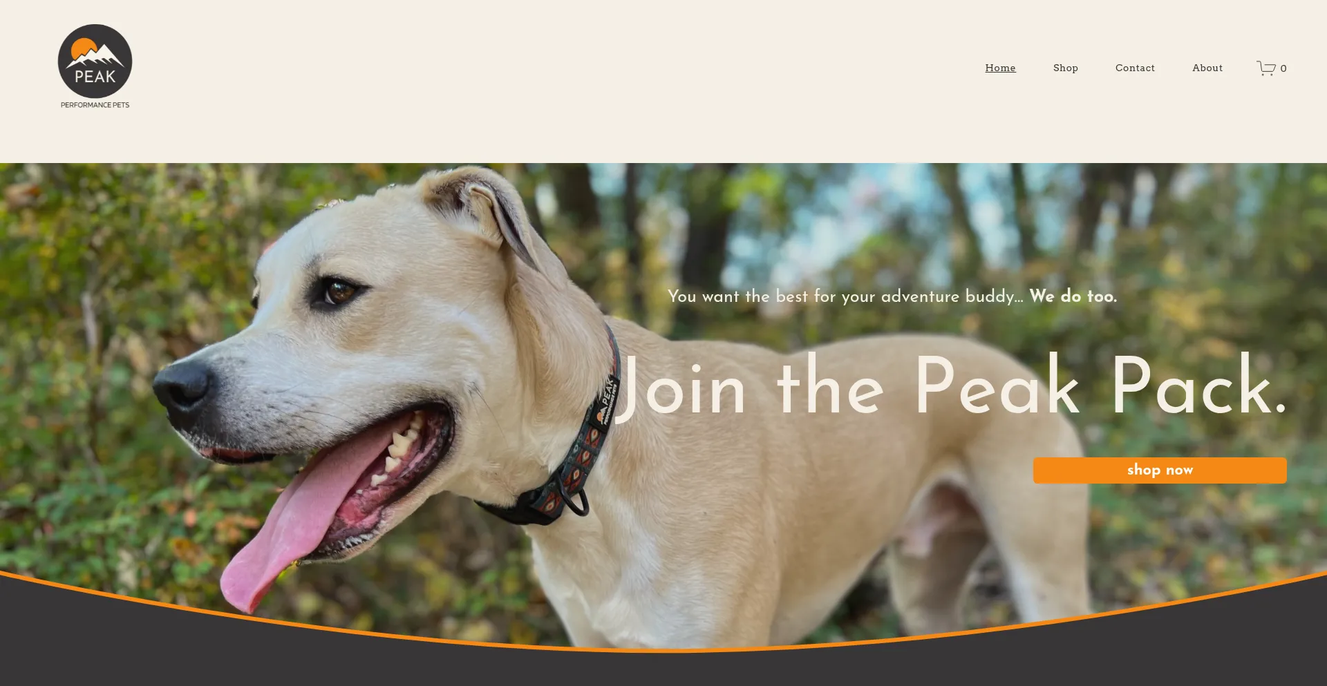 Website screenshot of Peakperformancepets.com
