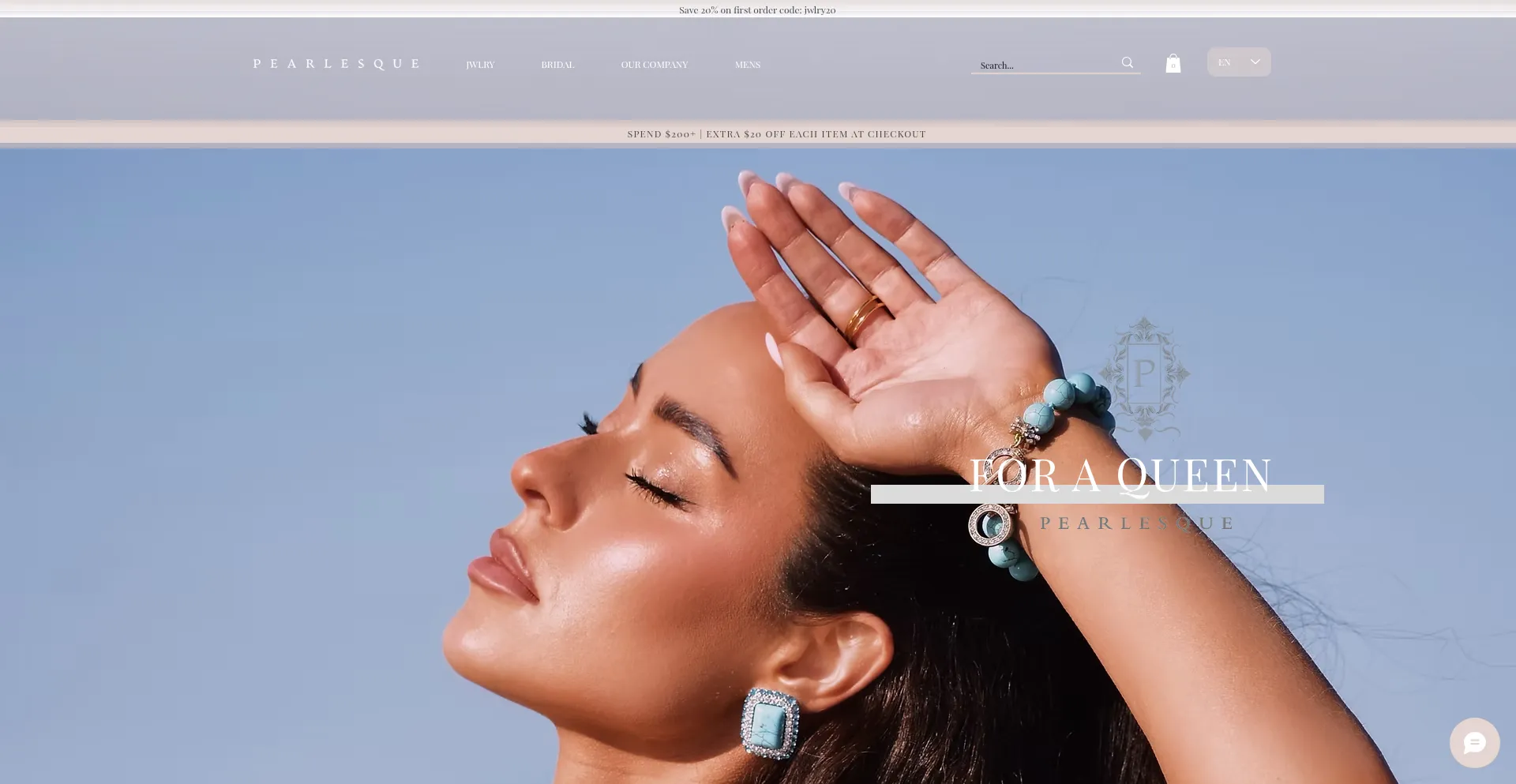 Website screenshot of Pearlesquejwlry.com