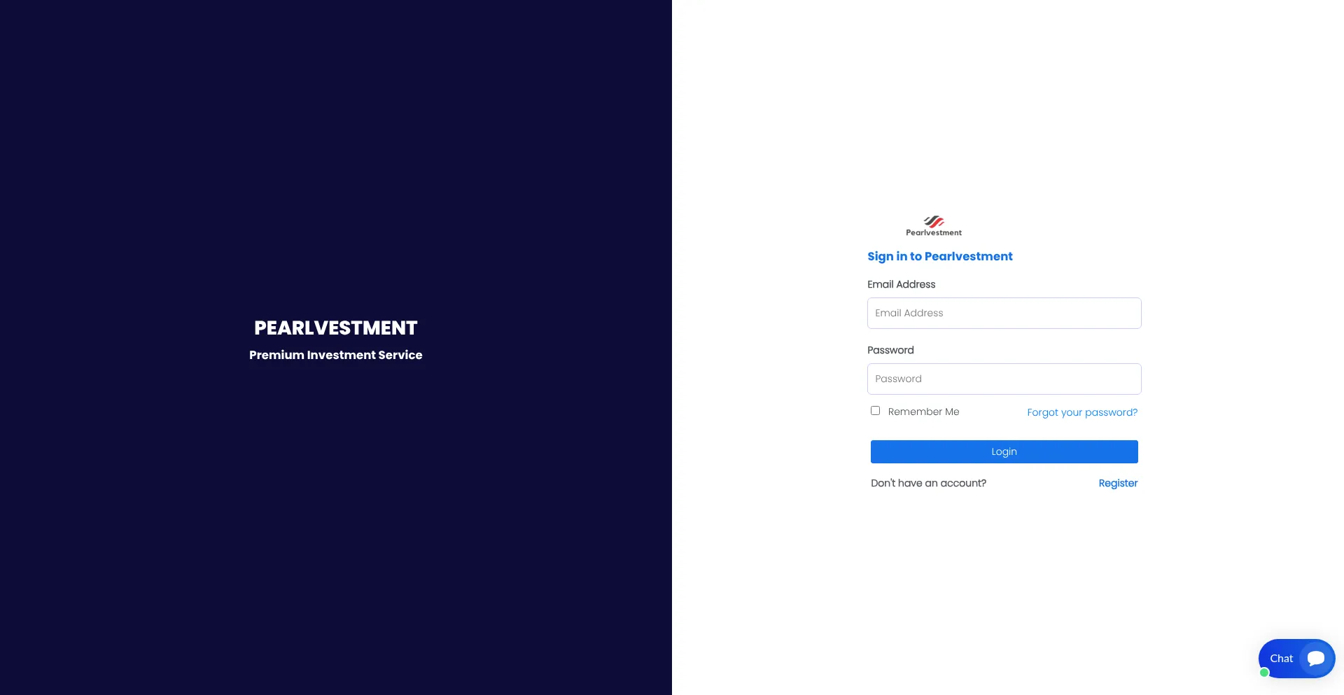 Website screenshot of Pearlvestment.com