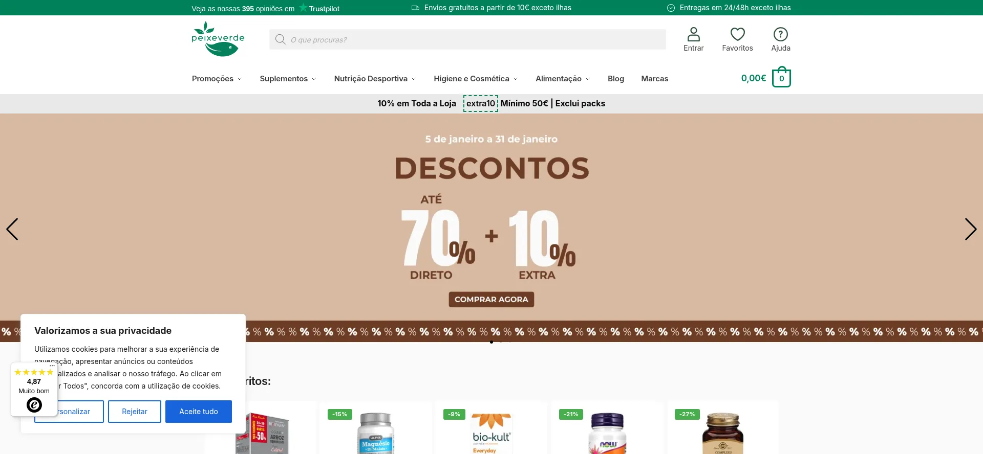 Website screenshot of Peixeverde.pt