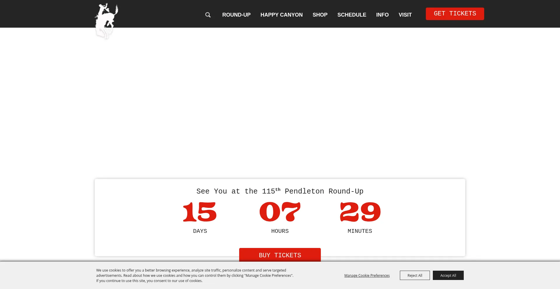 Website screenshot of Pendletonroundup.com