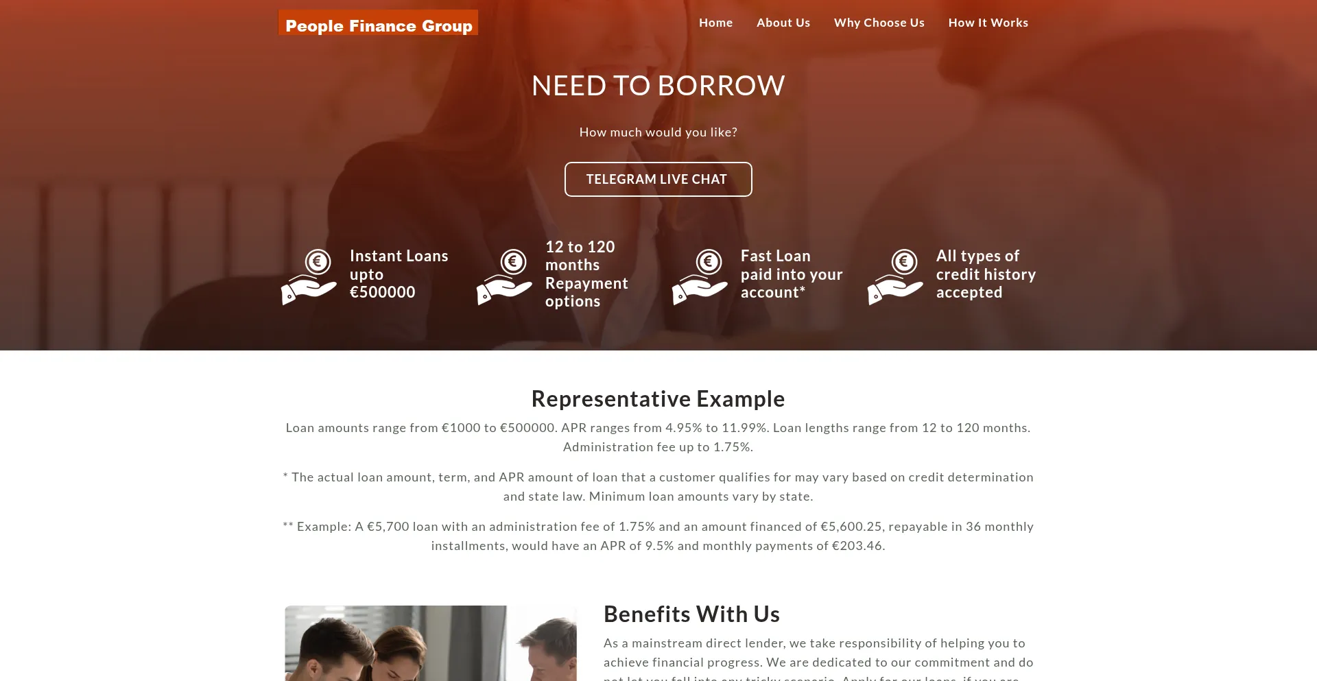 Website screenshot of Peoplefinancegroup.com