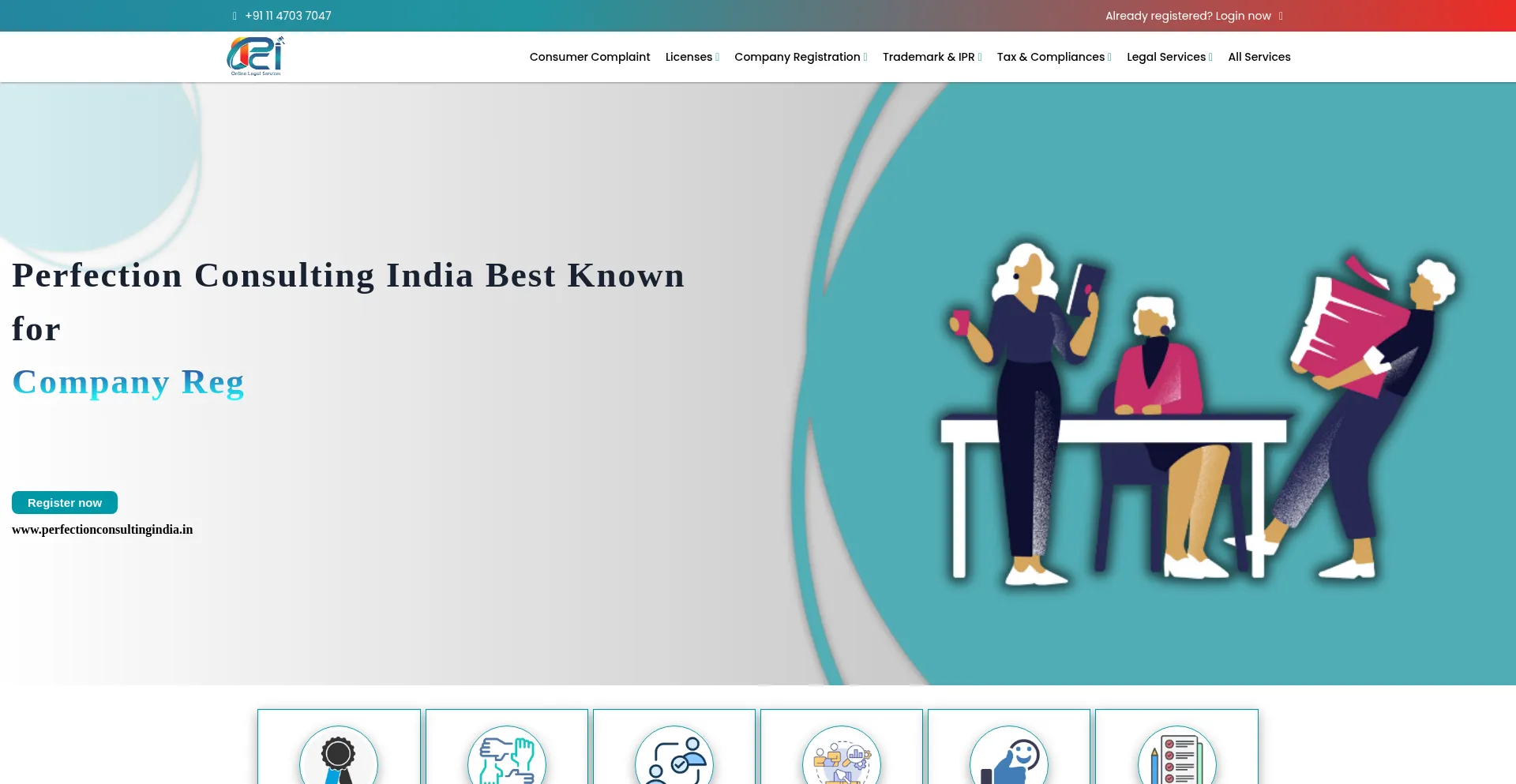Website screenshot of Perfectionconsultingindia.com